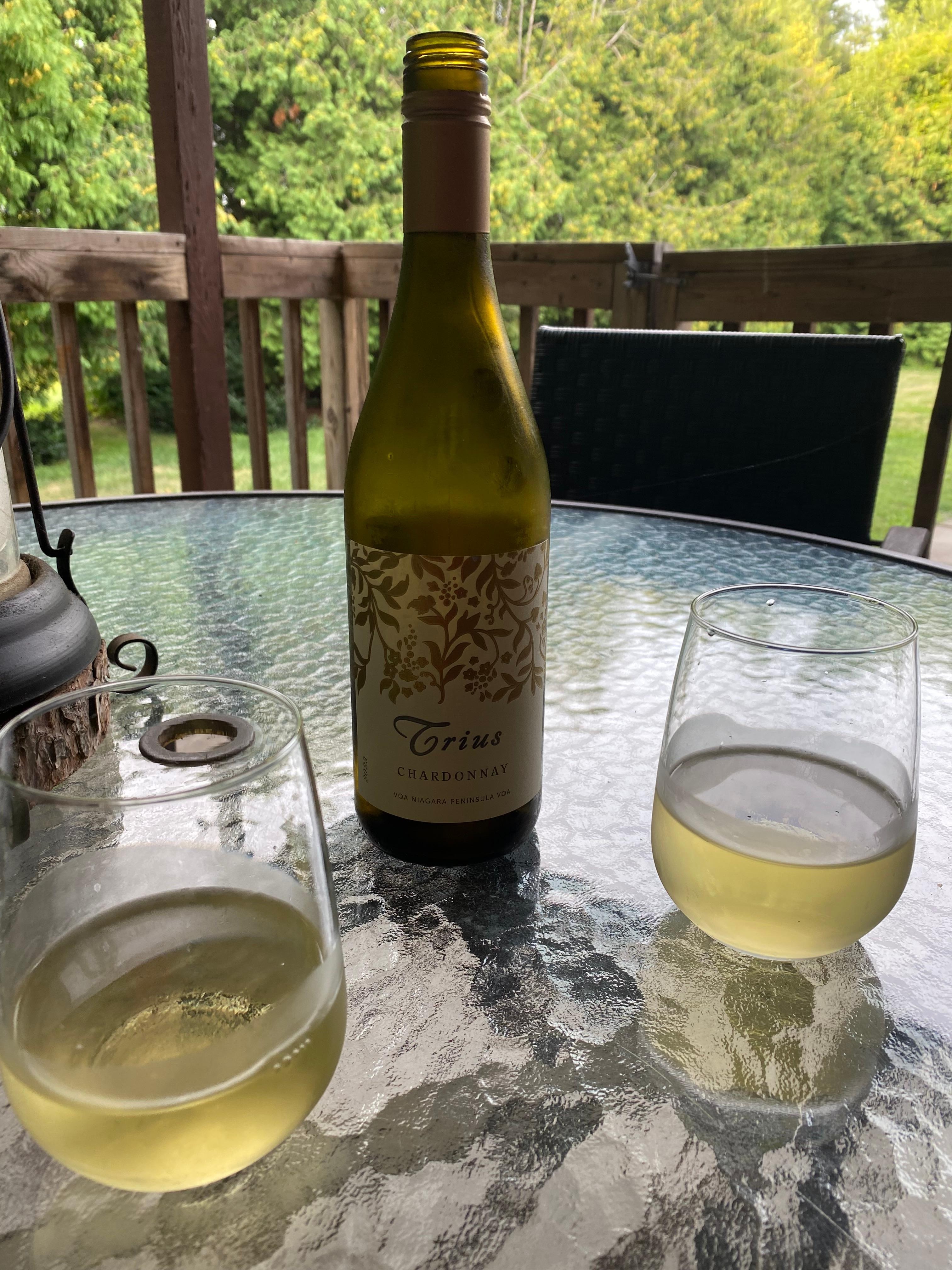 Great wine on the back patio!