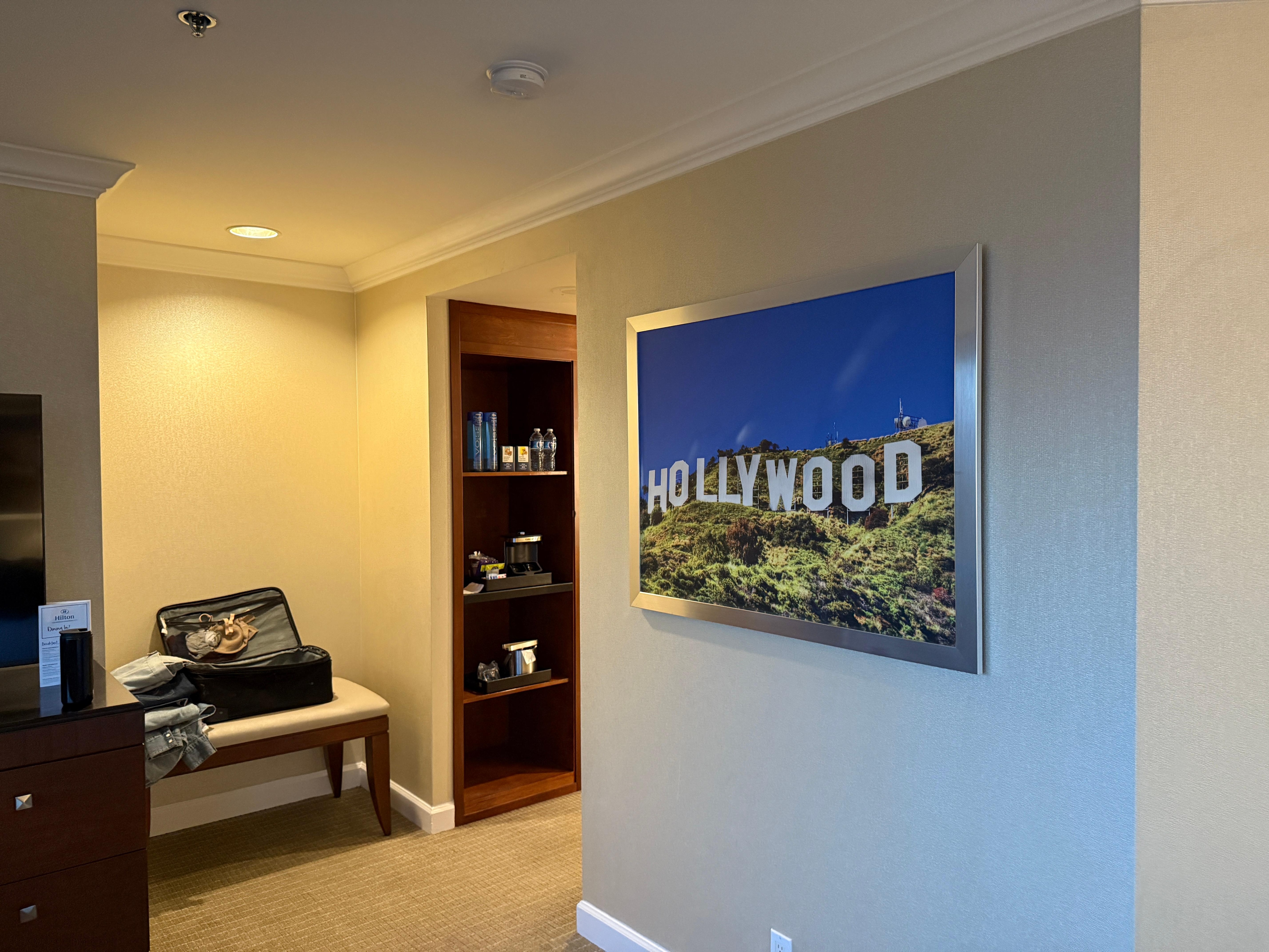 Cool pictures hanging in the room.