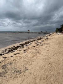 The water is brown and unsafe to go in