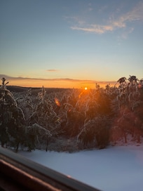 Sunrise with beautiful views from Living room window.