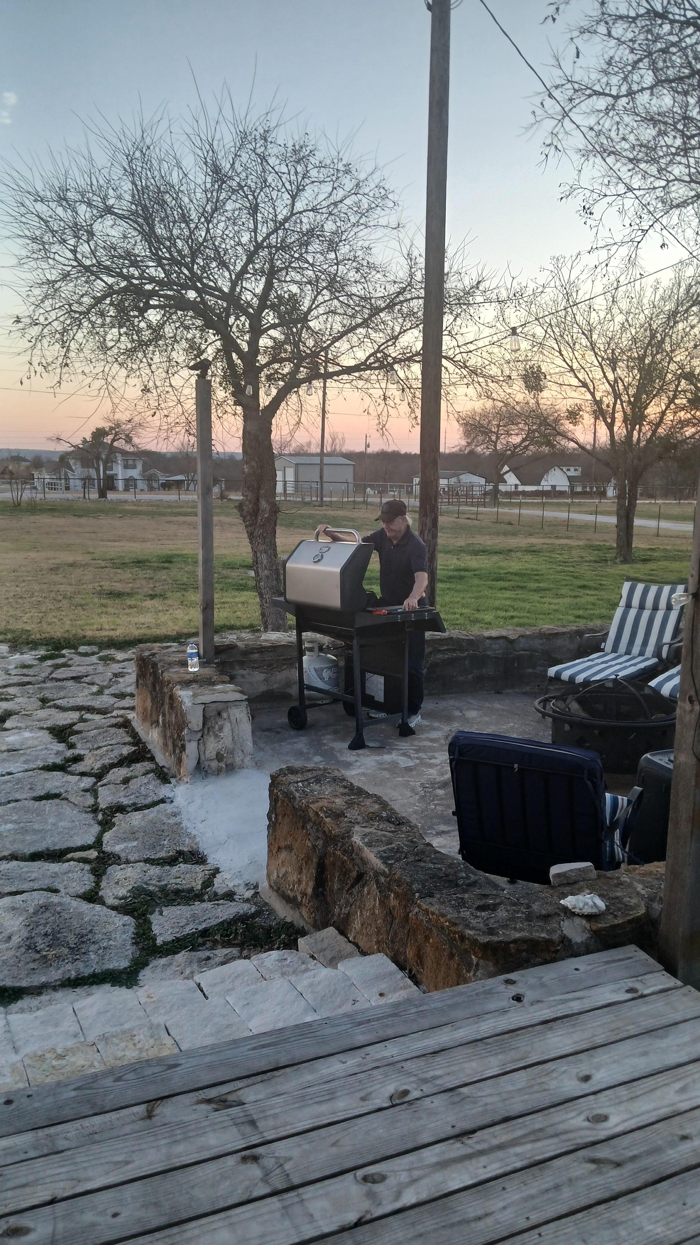 Having a cookout with family.