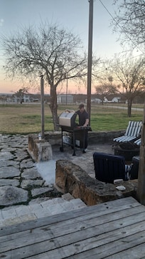 Having a cookout with family.