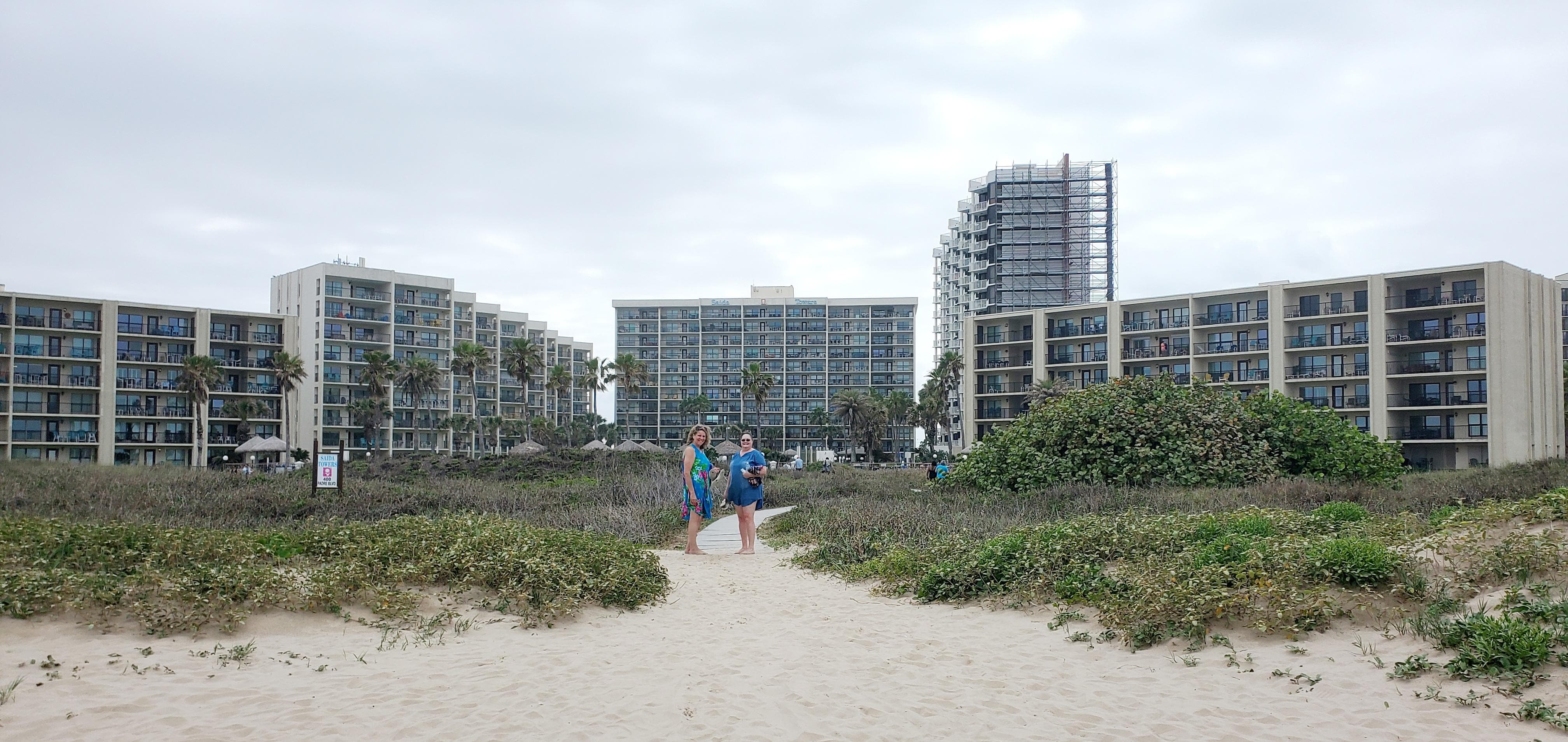 view of Saida Towers from beach...Condo is top left corner of center tower.