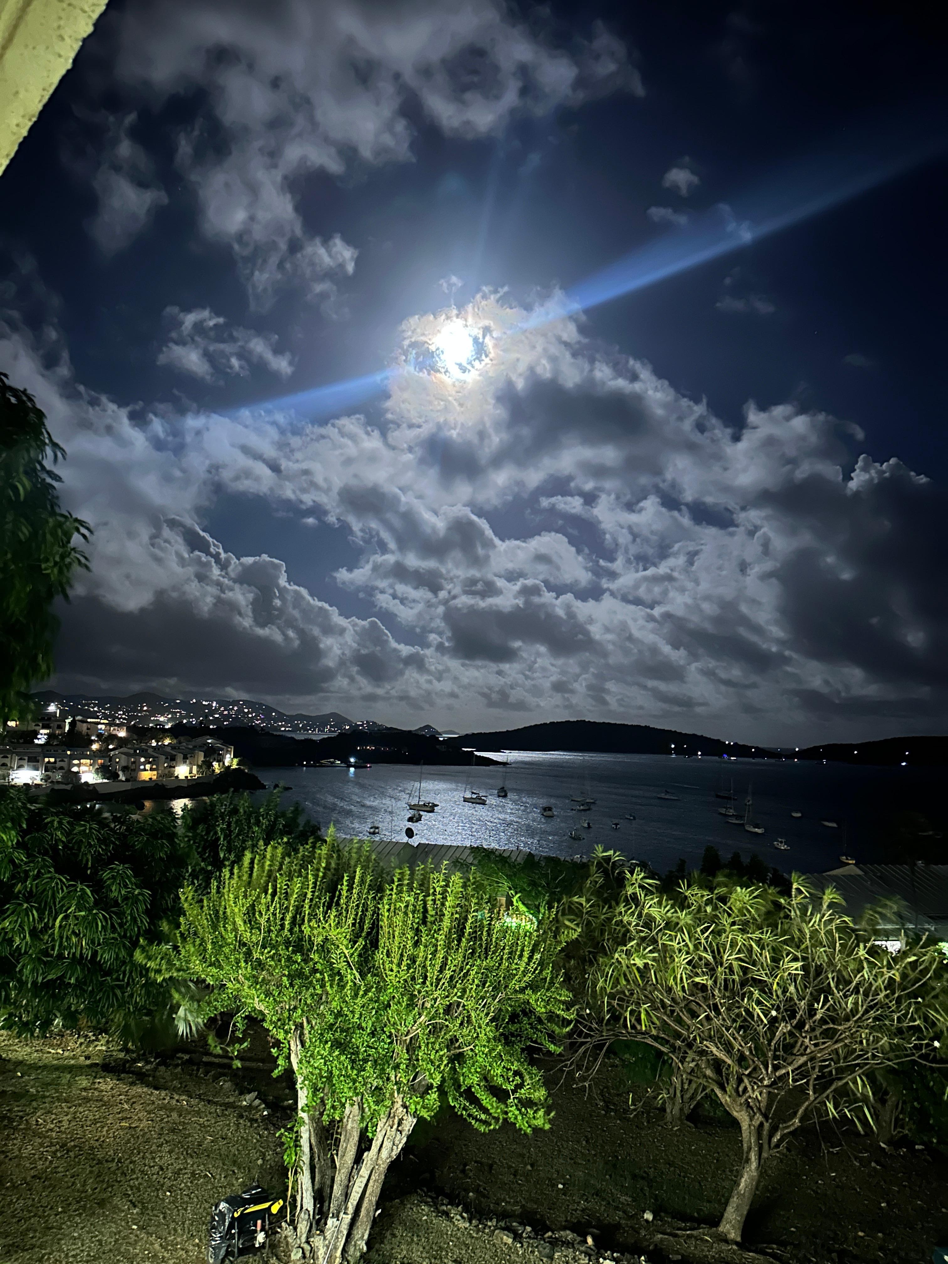 View at night from balcony 