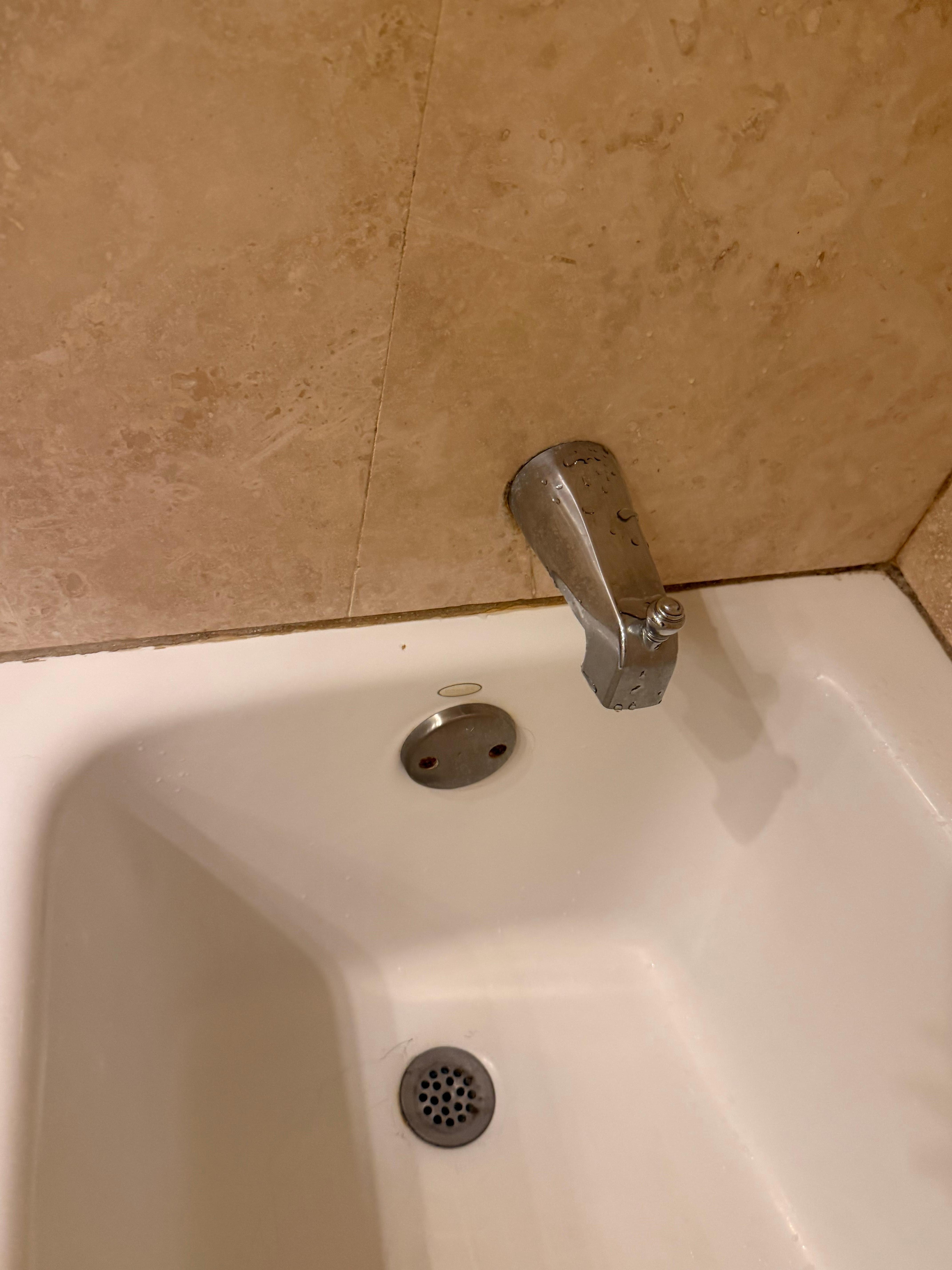 Rust around the inside of the tub.