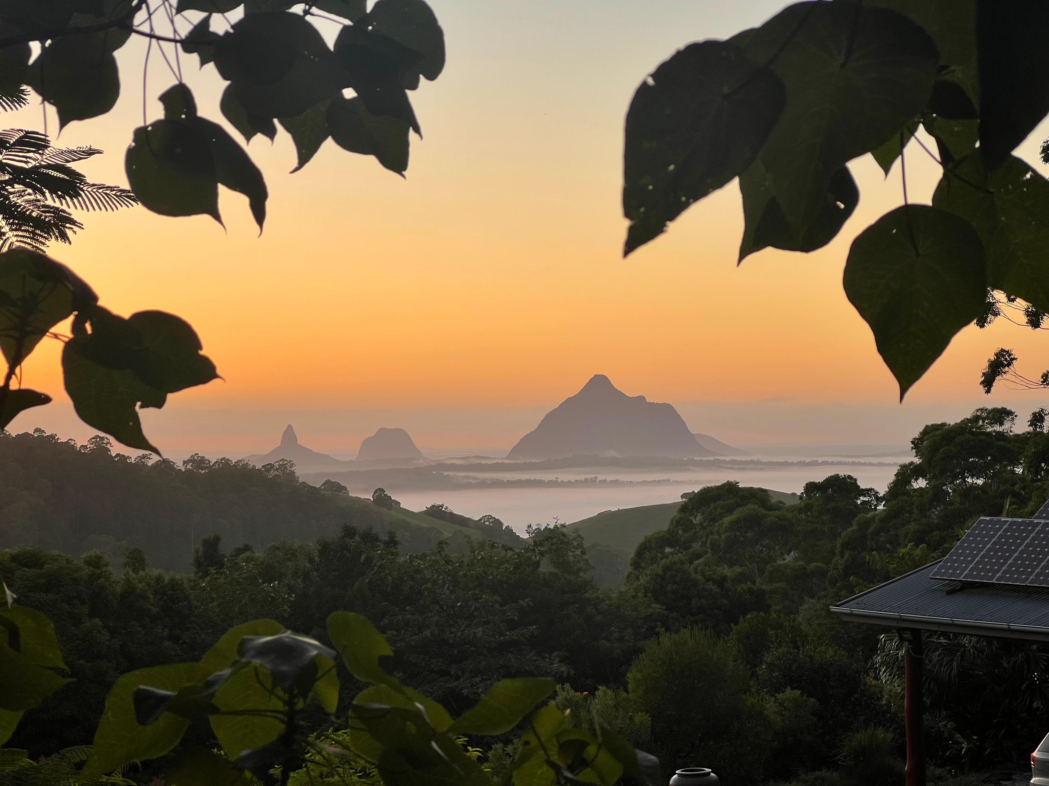 Beautiful sunrise from one of the fireplaces