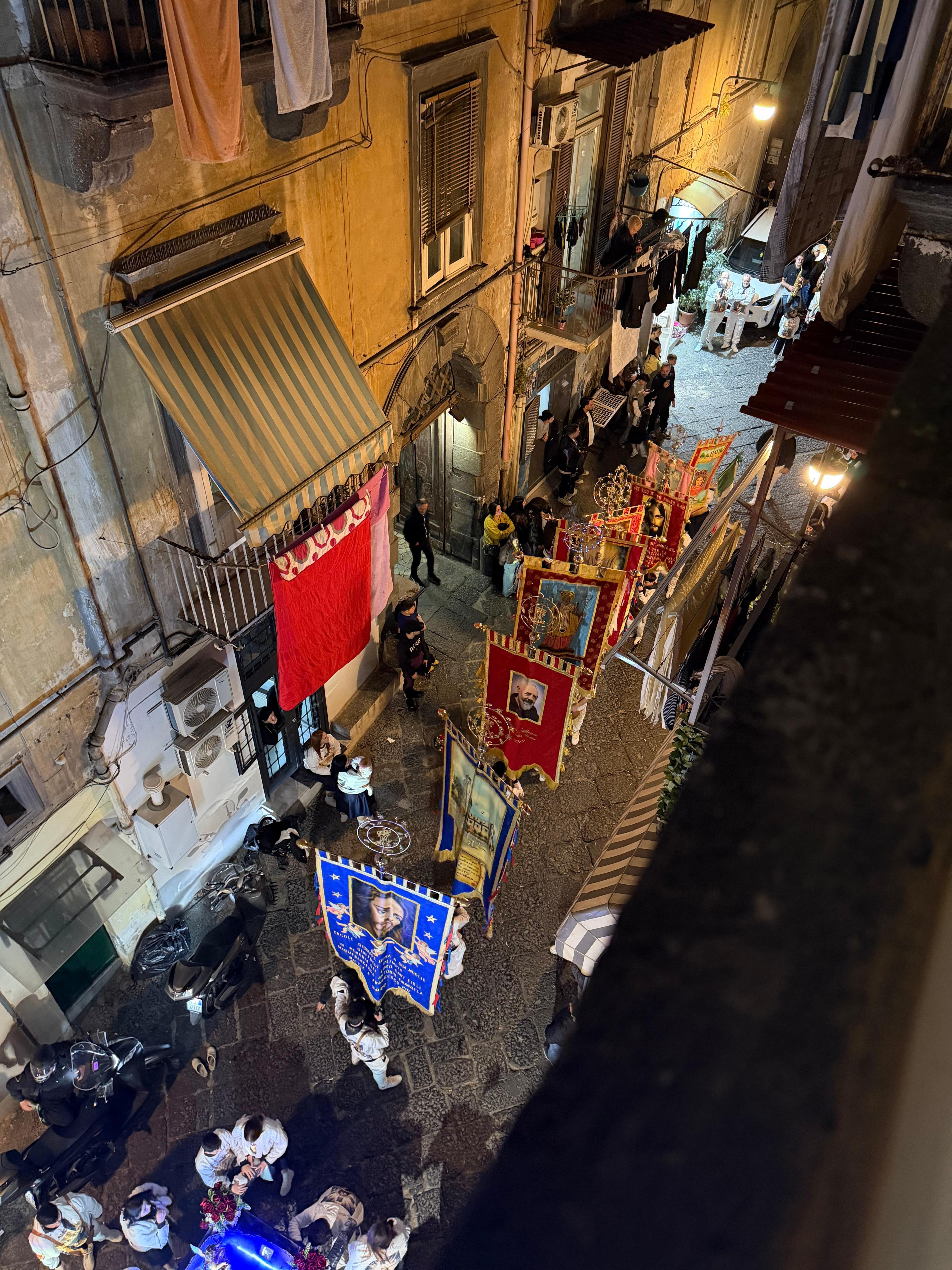 A view of the Easter celebration from the room!