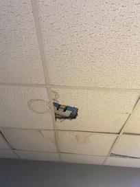 hole in ceiling directly over the top bunk bed