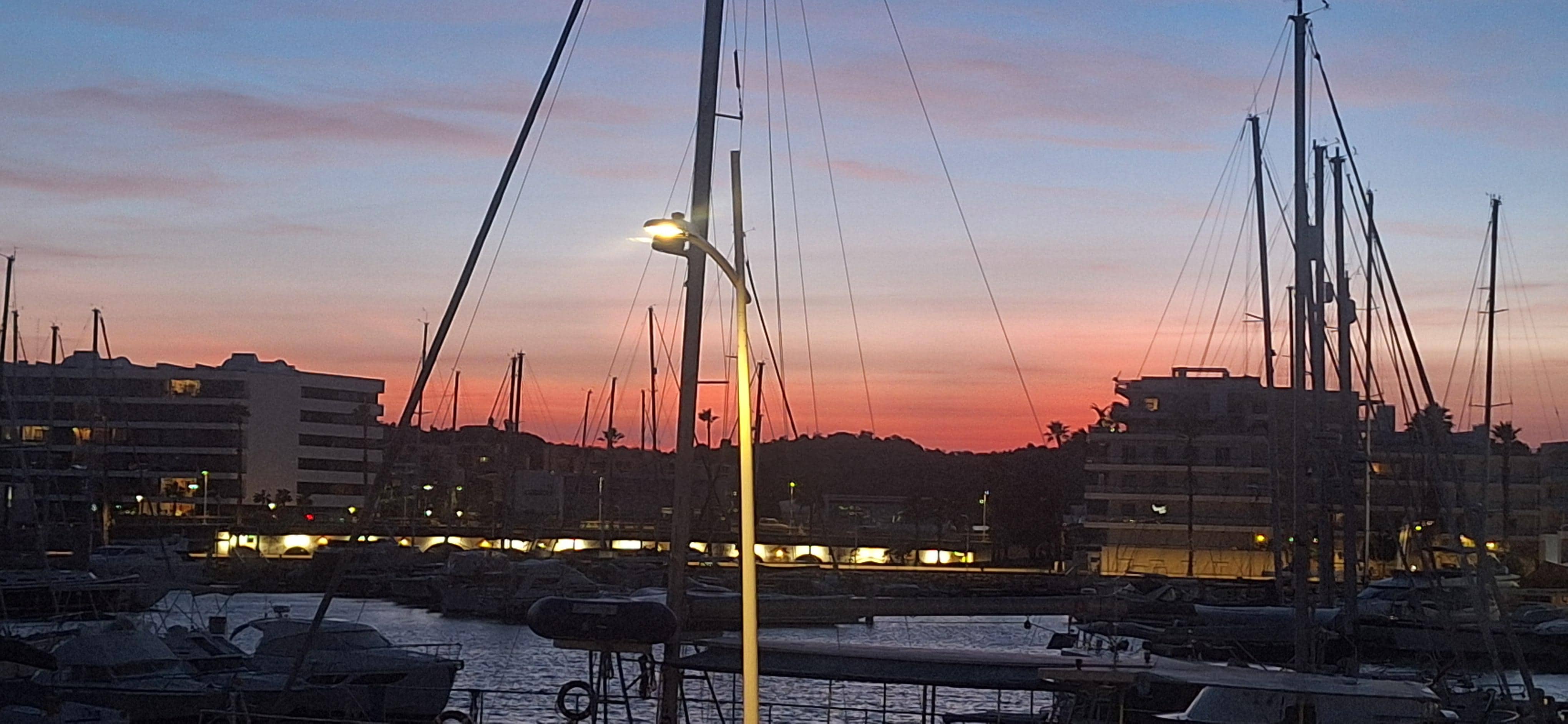 Sunset over marina
