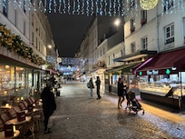 Outside the front door.