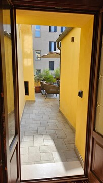 Stepping out to the outside seating area