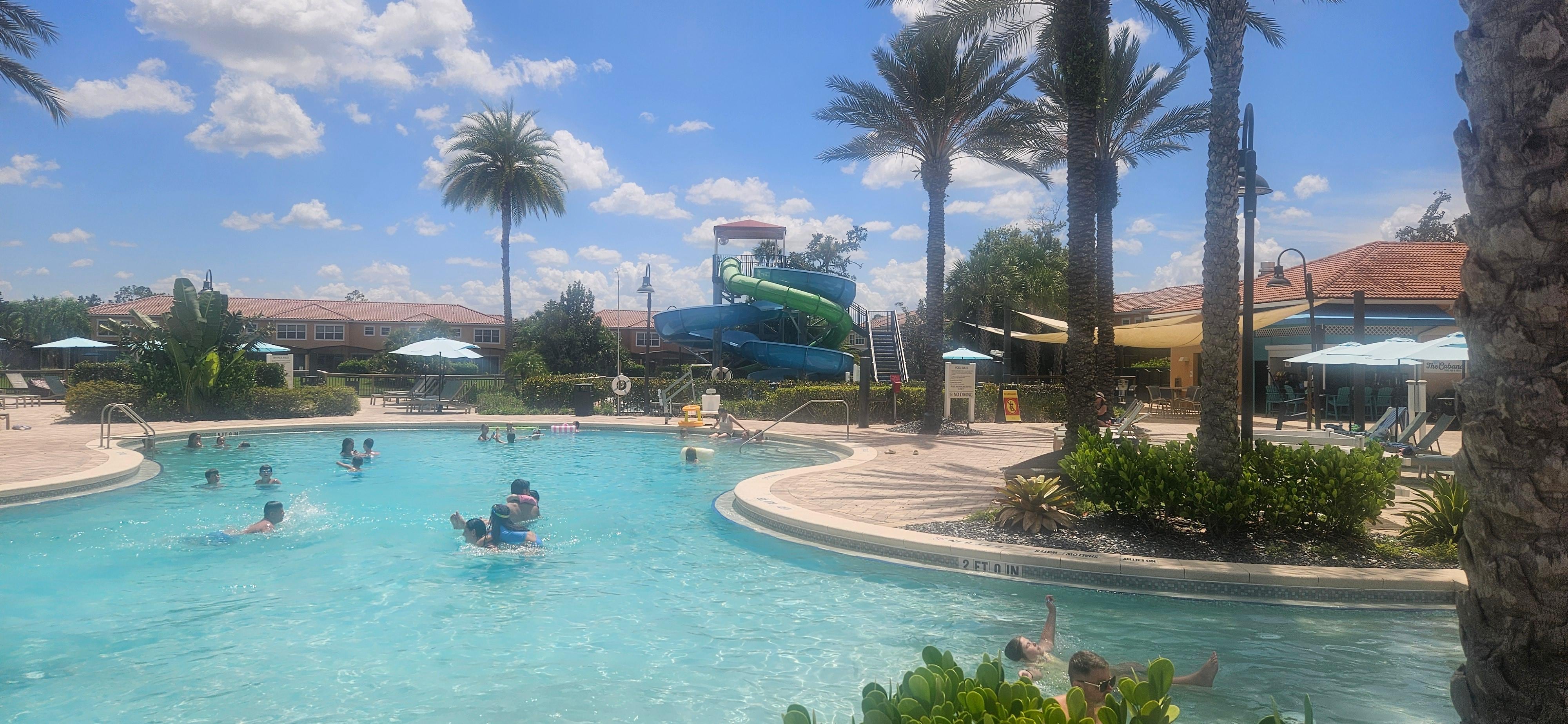 Great pool with slides for everyone. Lots of seating and best of all cantina out by the pool