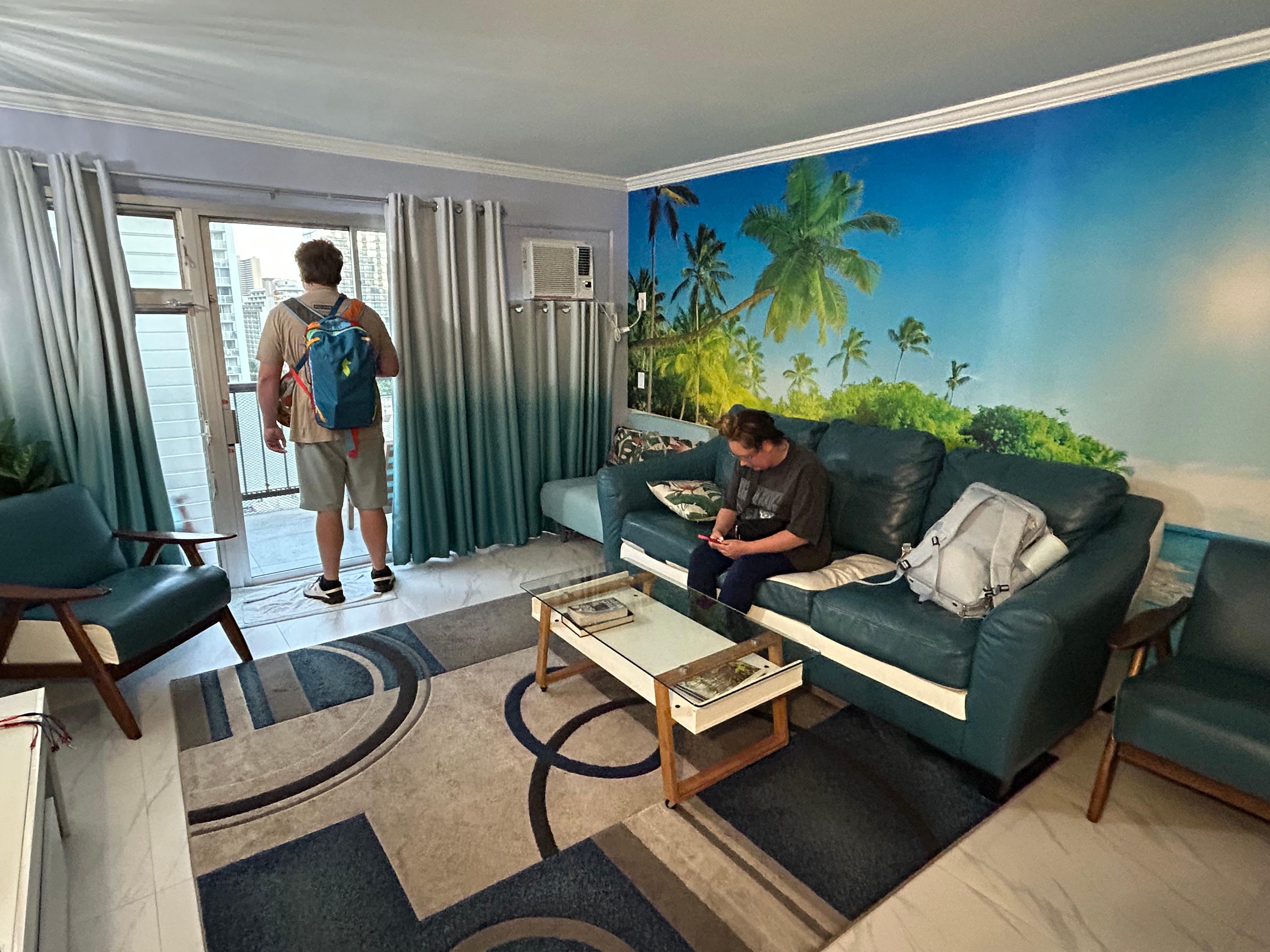 Living room; we opted to not use the pull-out coach, but use the twin futon.