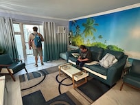 Living room; we opted to not use the pull-out coach, but use the twin futon.