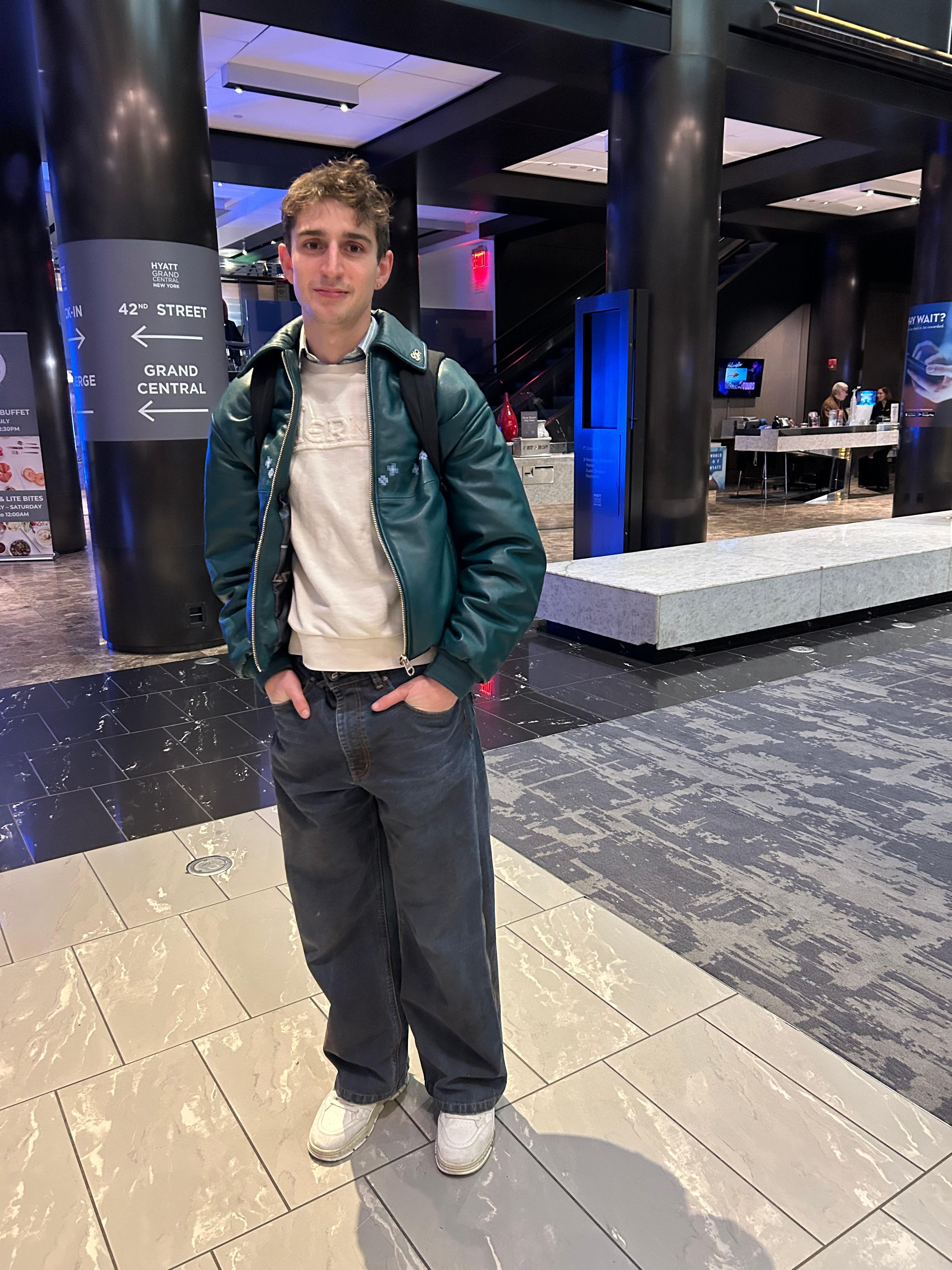 Taking a photo of my eldest son, who lives in NY, in the beautiful lobby.