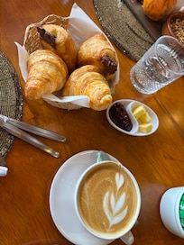 Fresh croissants and cappuccino