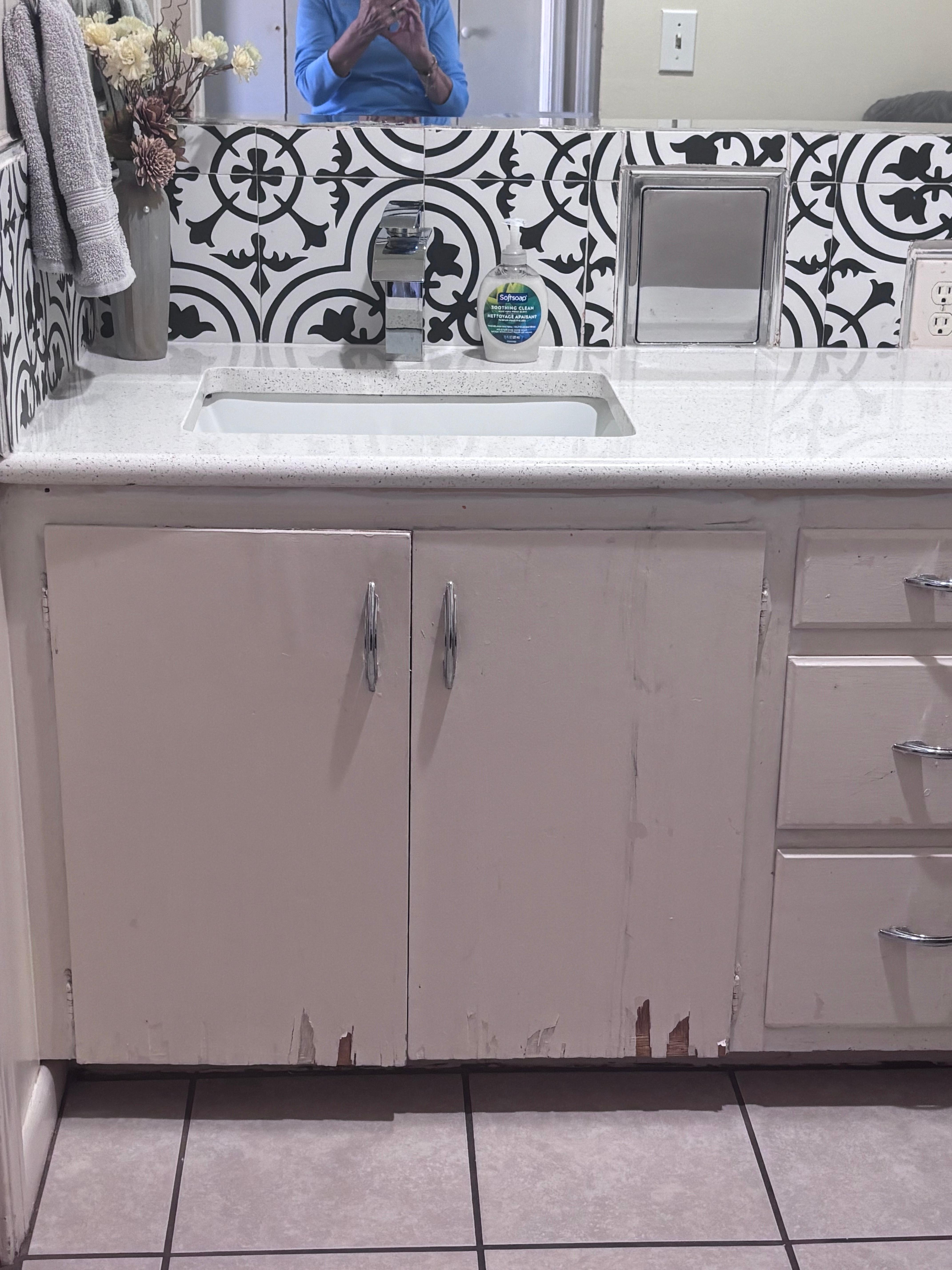 chipped and dirty cabinets 