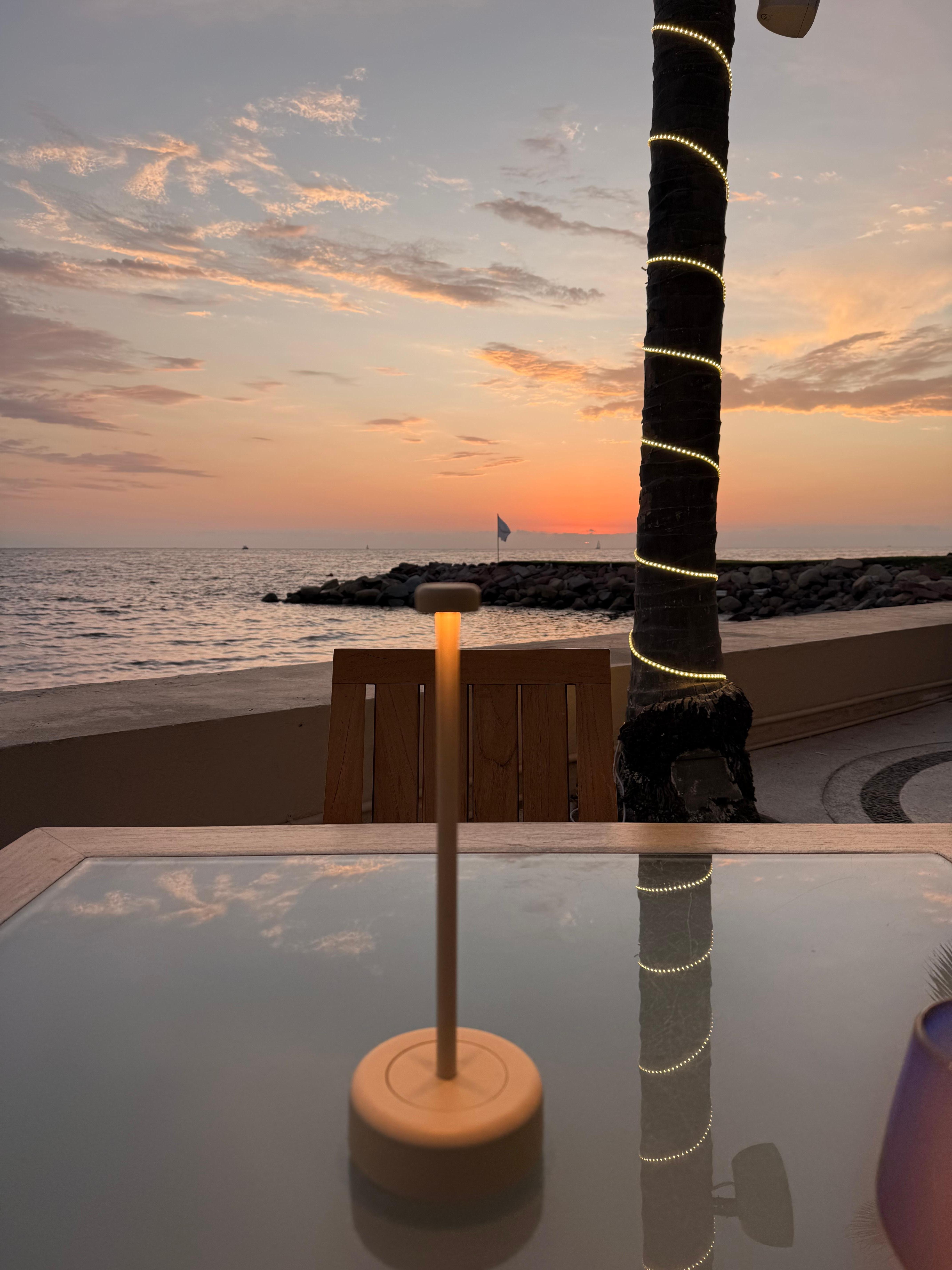 Sunset at the beach restaurant. 