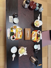 Japanese style breakfast. This picture does not do its justice as there is enough food even for breakfast