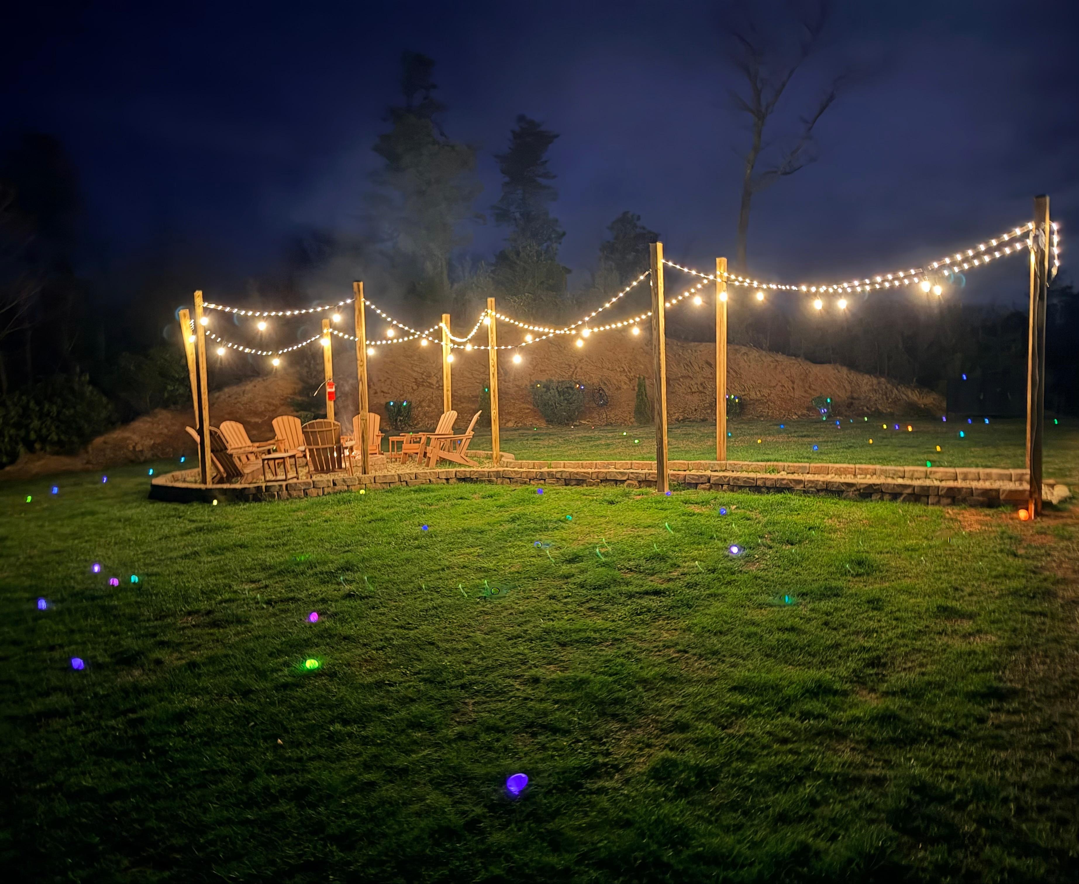 Glow in dark Easter egg hunt at the newly updated fire pit.