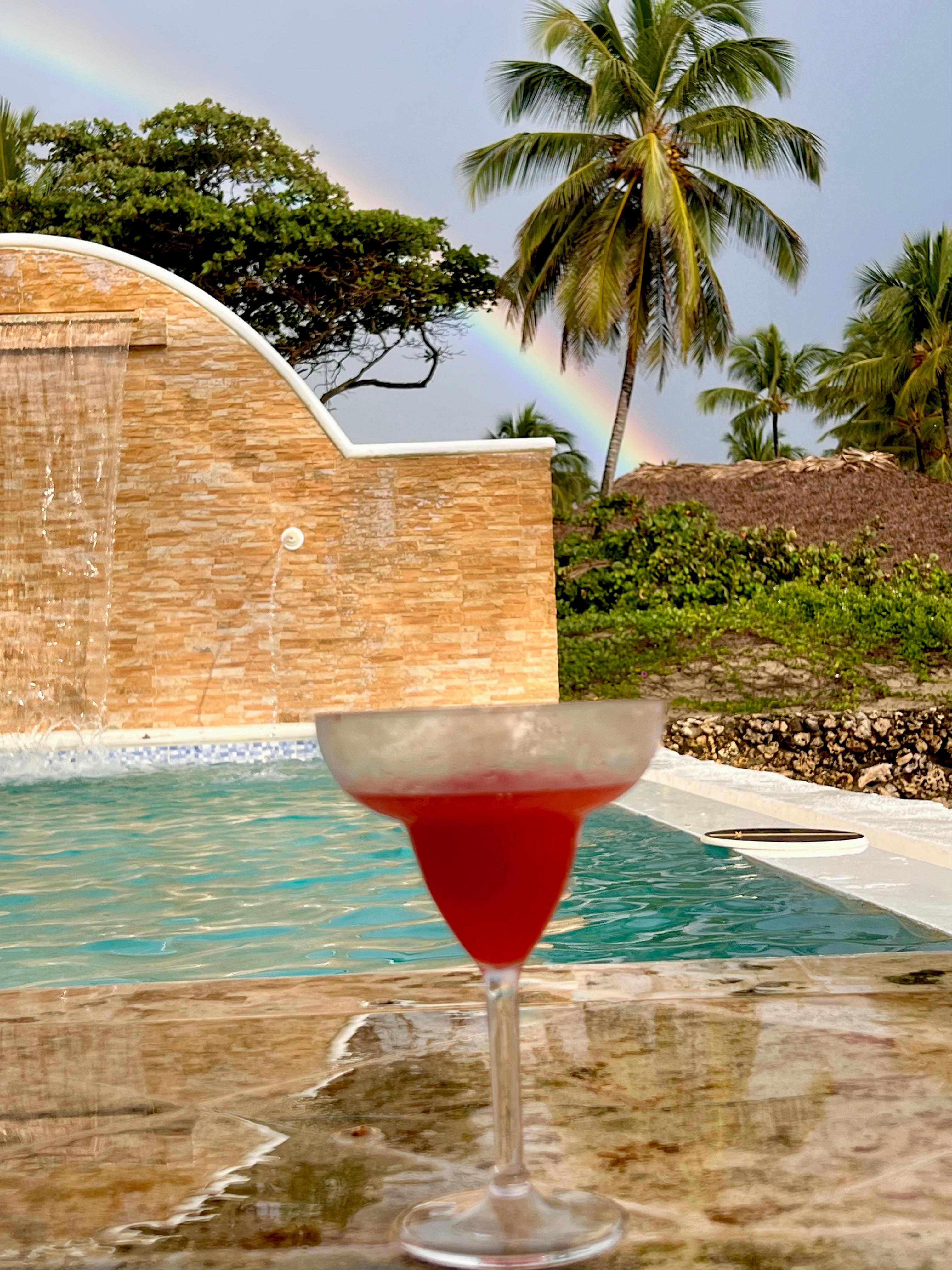 The last day the pool was fixed and after the rain there was a beautiful rainbow. 