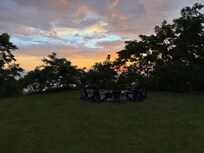 Fire pit overlooking lake