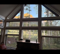 The recently thinned trees allowed us to view Three Sisters Mountains from the living room windows.