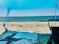Beach view under partial part of canopy