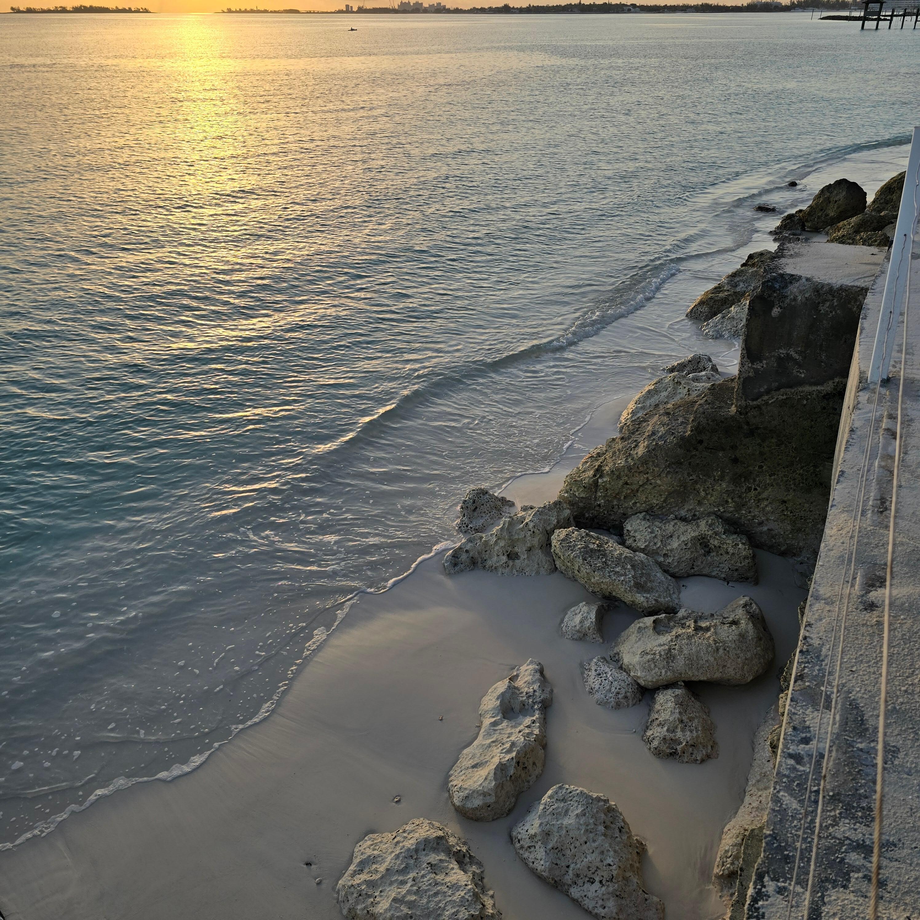 Early morning coffee from the sunbathing area on the private beach.