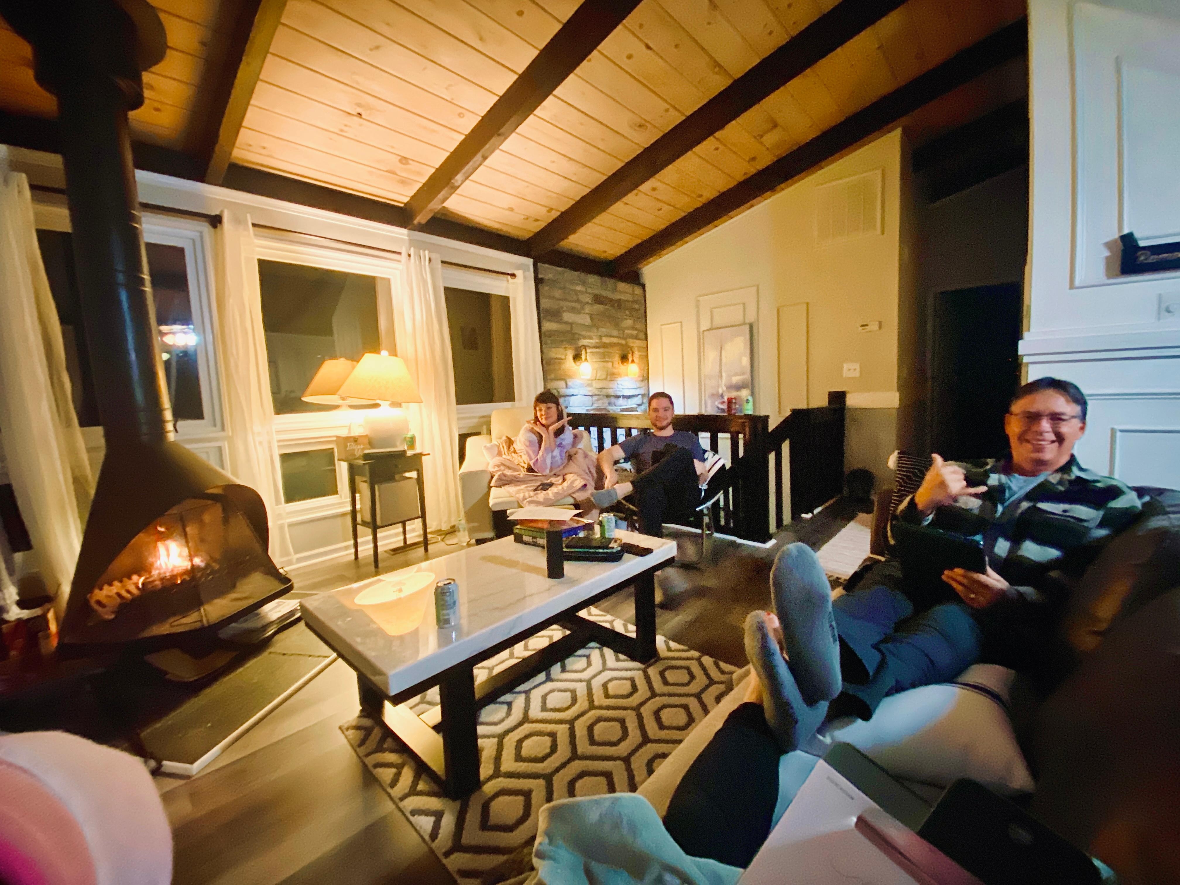 The fireplace made evenings extra cozy!