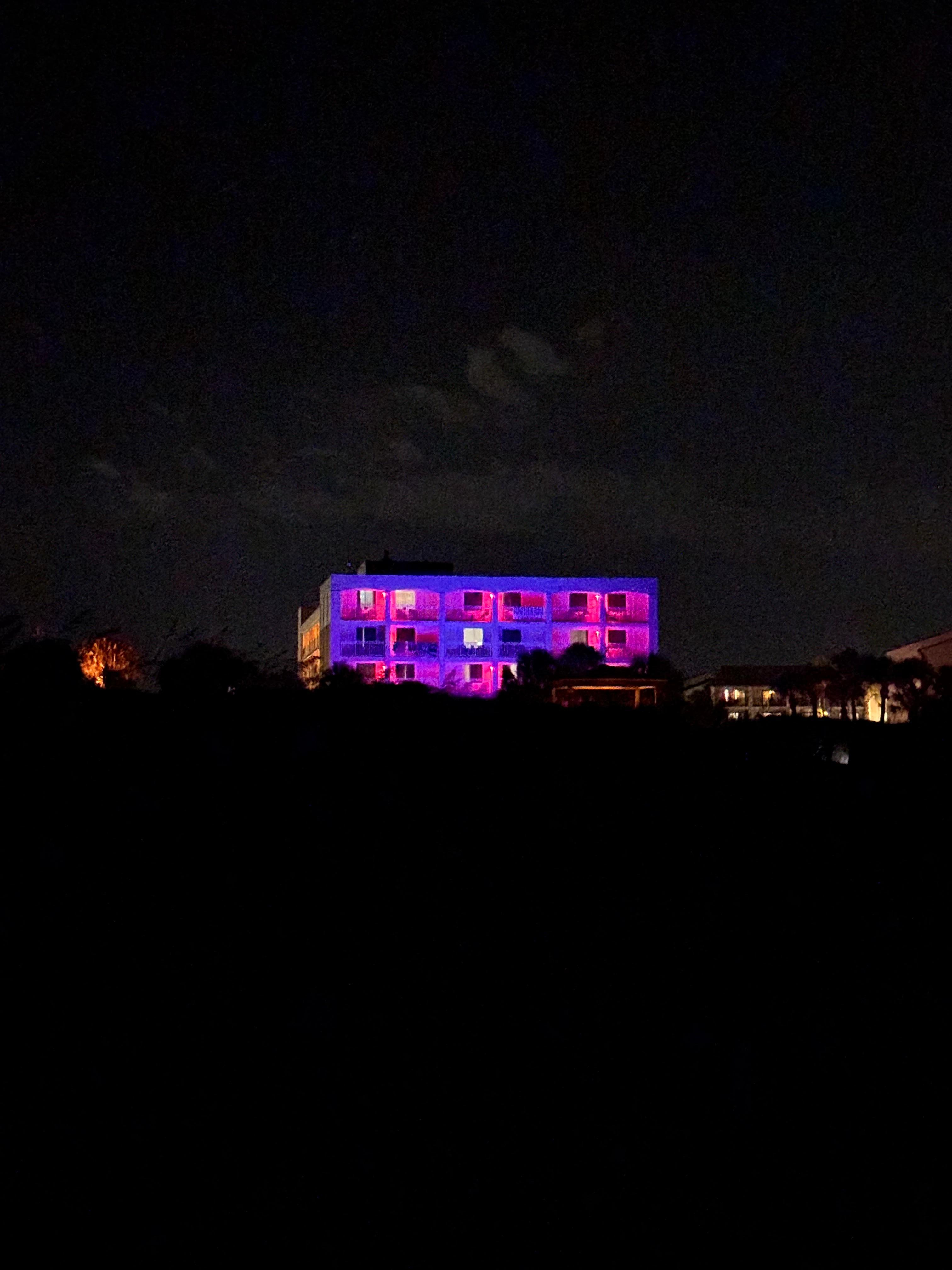 Resort at night from the beach