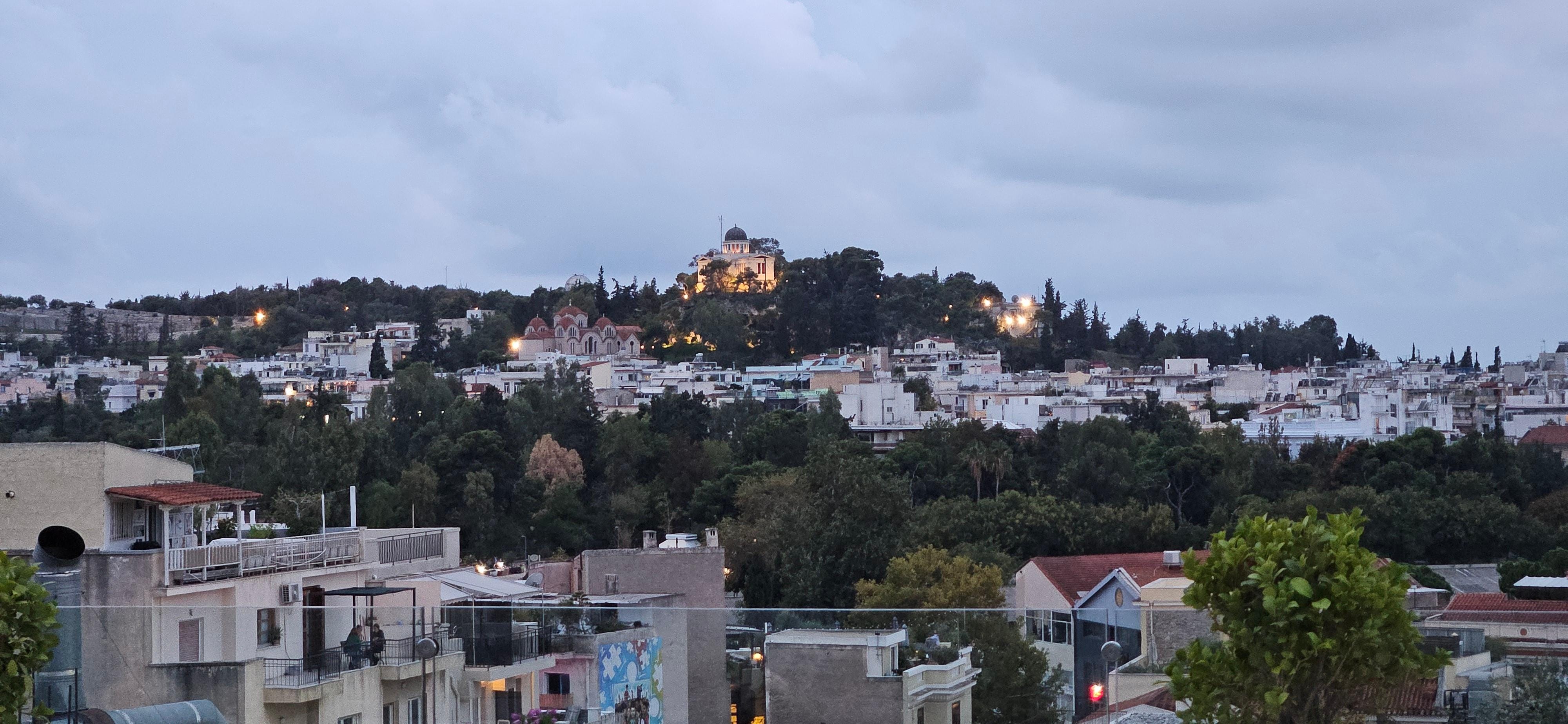 Op het dakterras van het hotel.