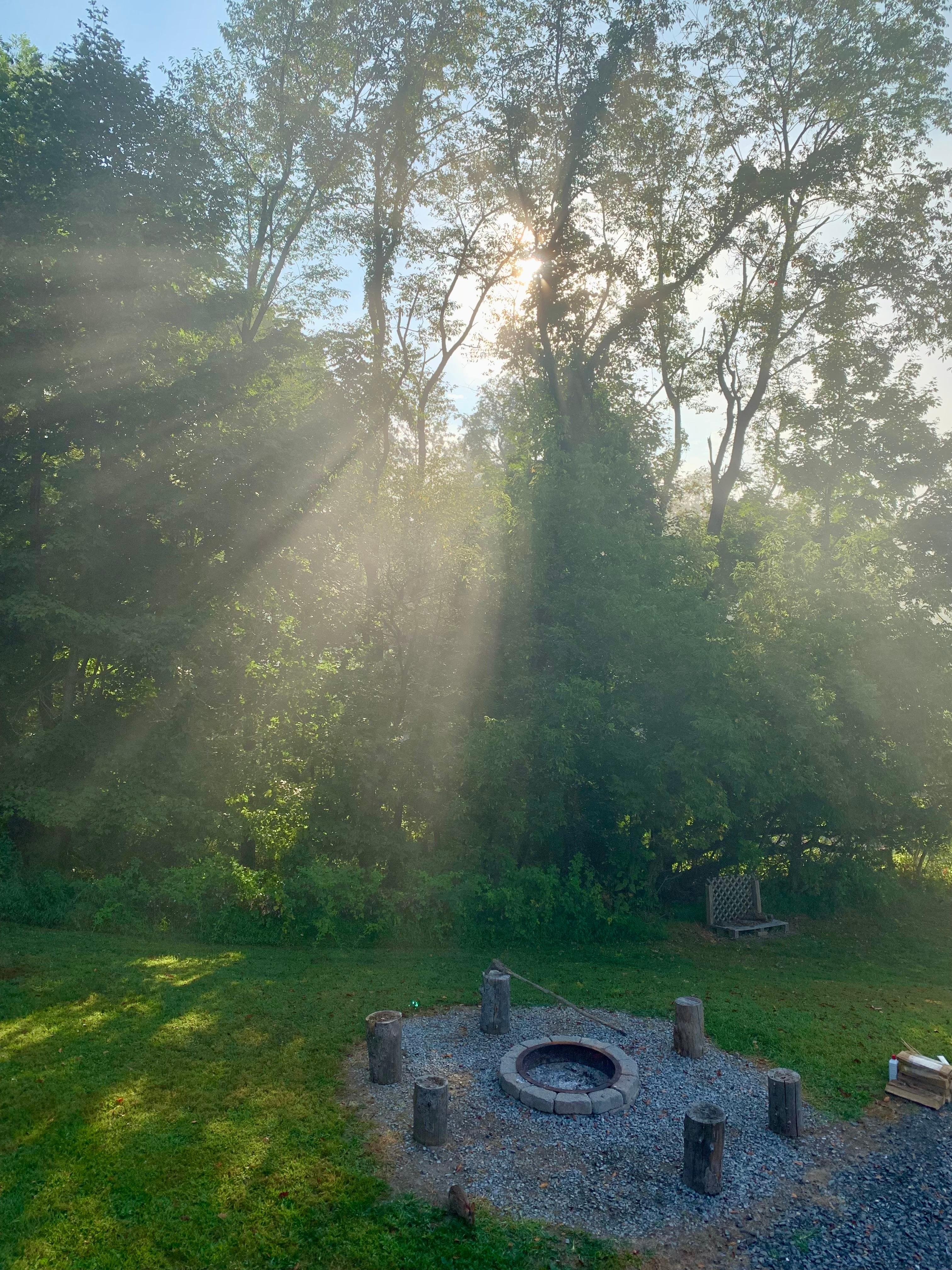 the firepit at sunrise