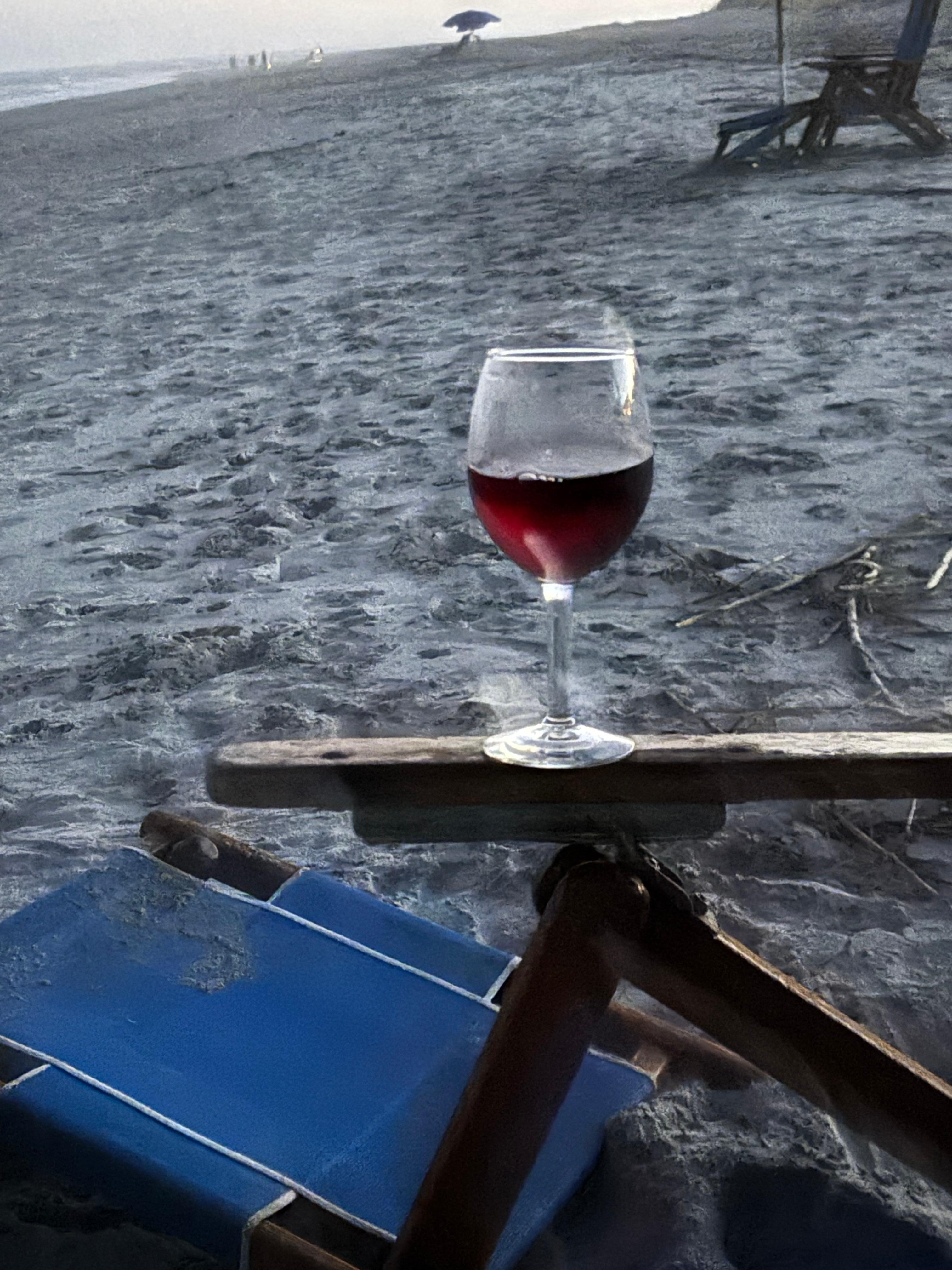 Our last night on the sand enjoying a great Pinot! We will be back thanks to management of this property!