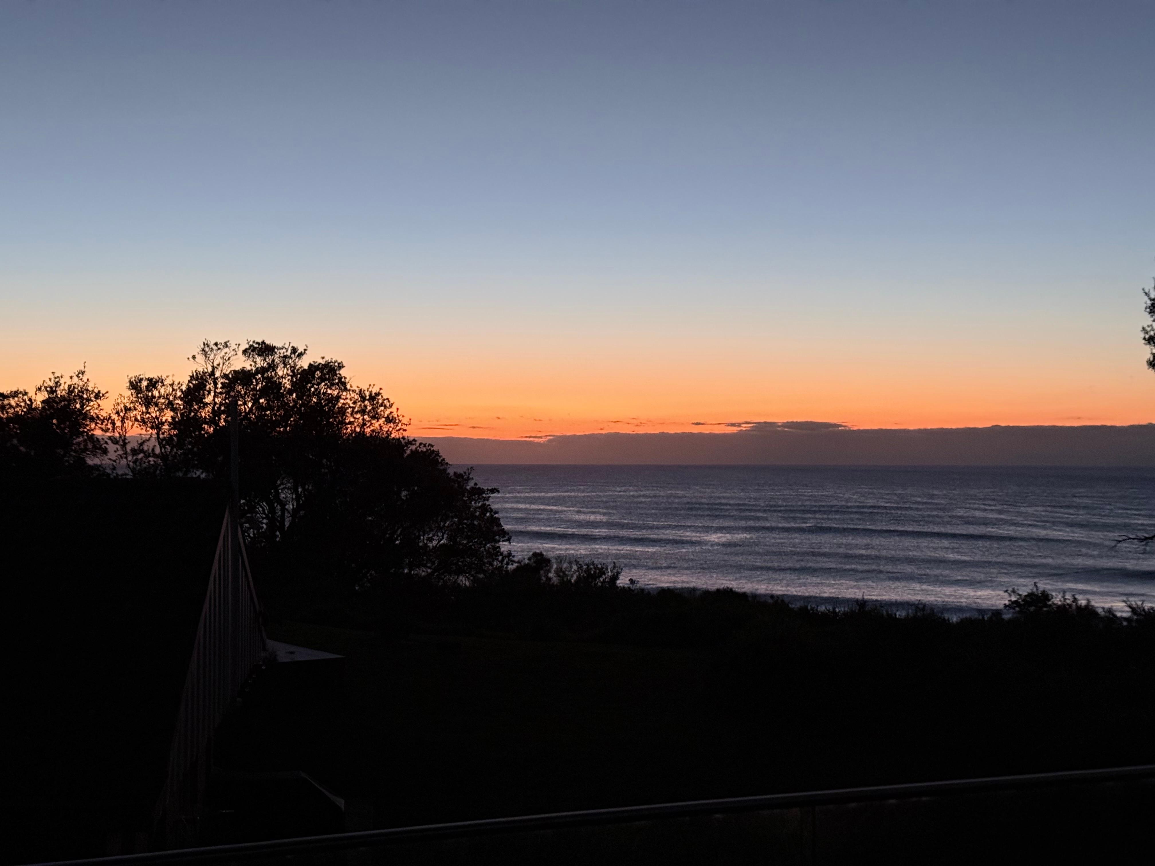 The sunrise view from upstairs bedroom. 
