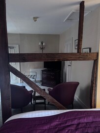 love the old beams bit obstructing the view for the television