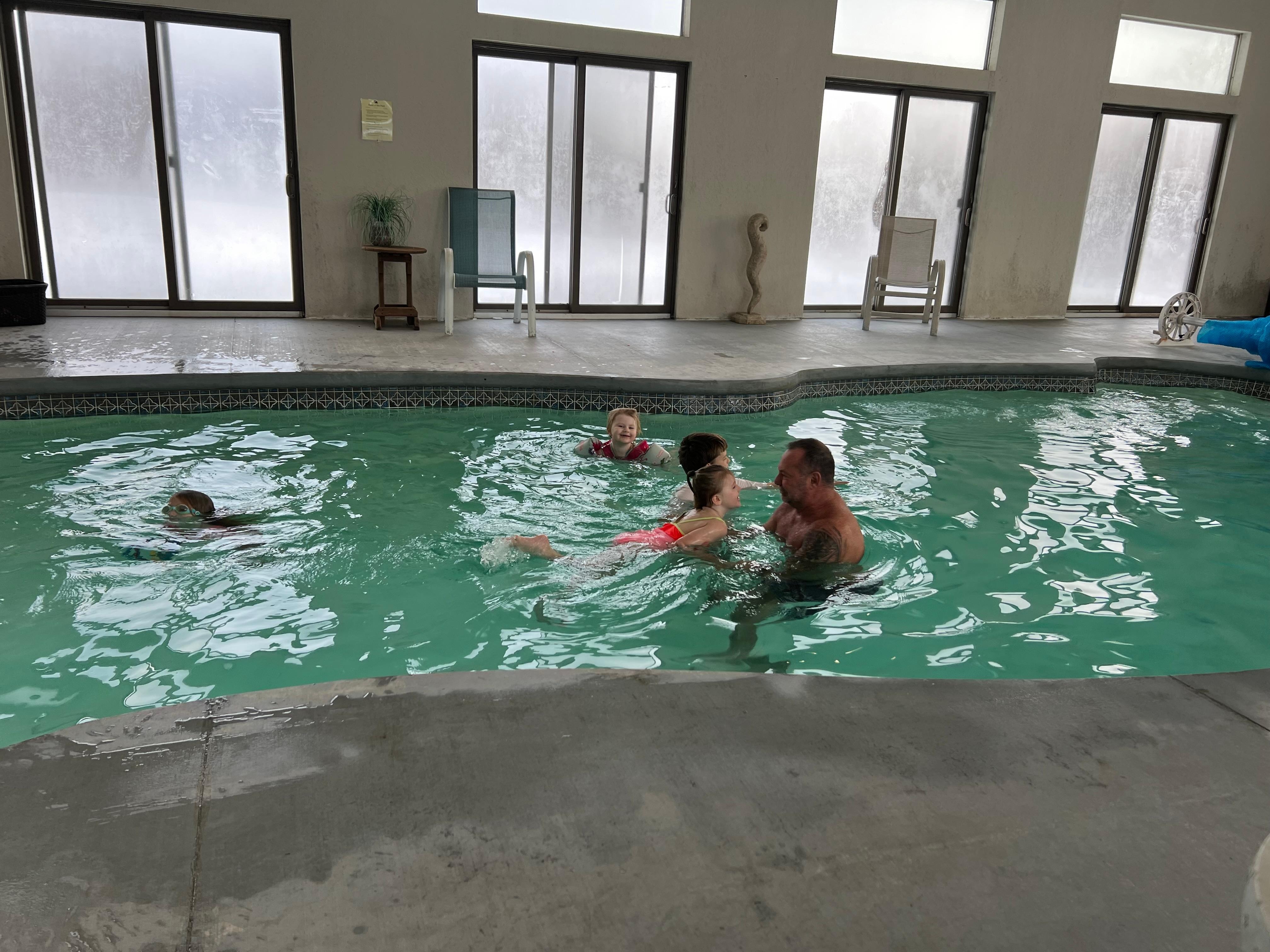 The heated pool kept everyone entertained.