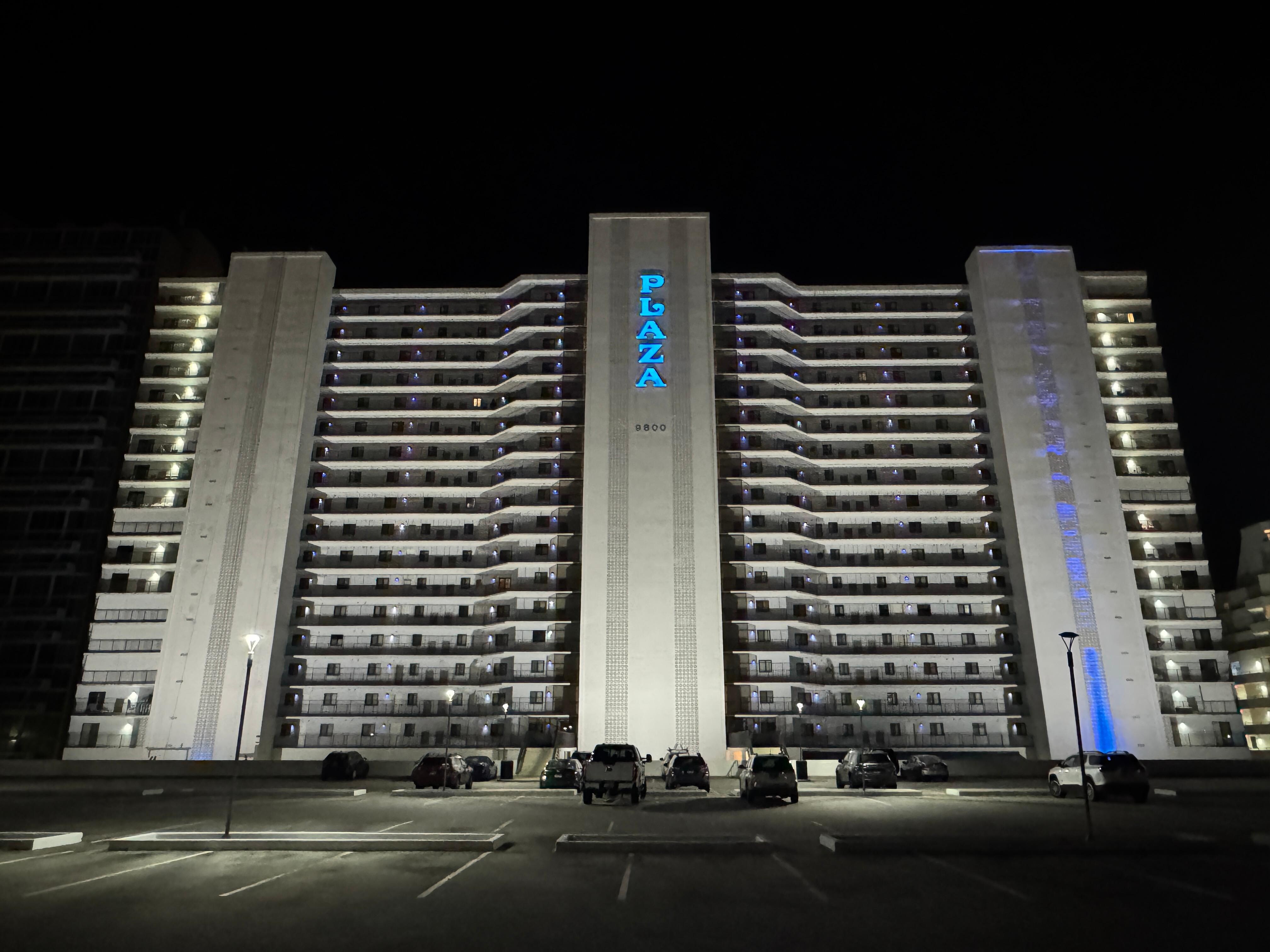 Front of the building from on top the parking garage. 