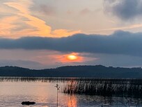 View of Bottle Lake at sunset