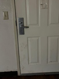 Dirty door, this is just a sample of how the rest of the walls and floors looked.