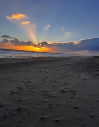 The nearby beach at dawn….amazing