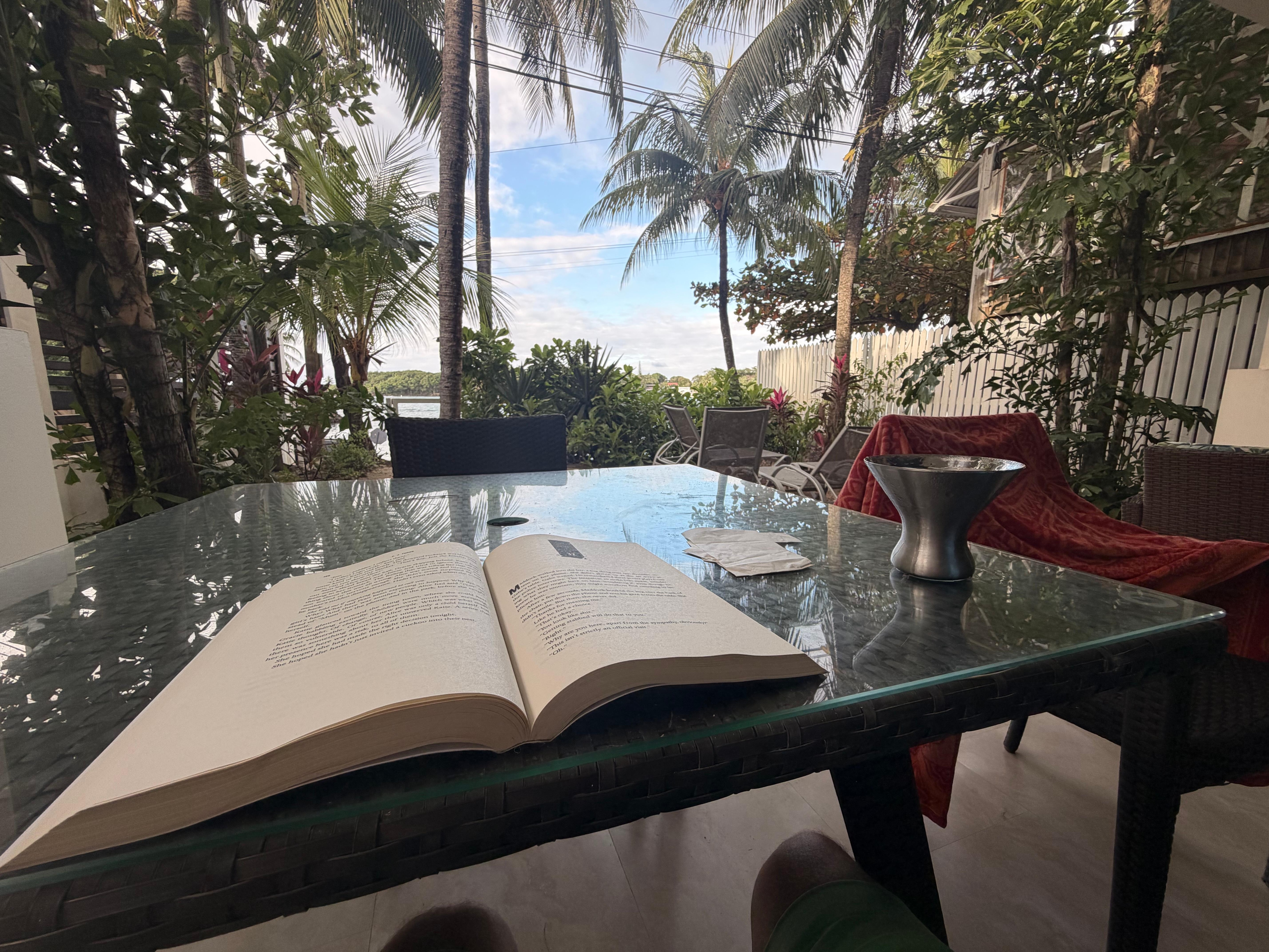 When the weather was nice, a lovely place to read, relax and eat in your own private beach area.