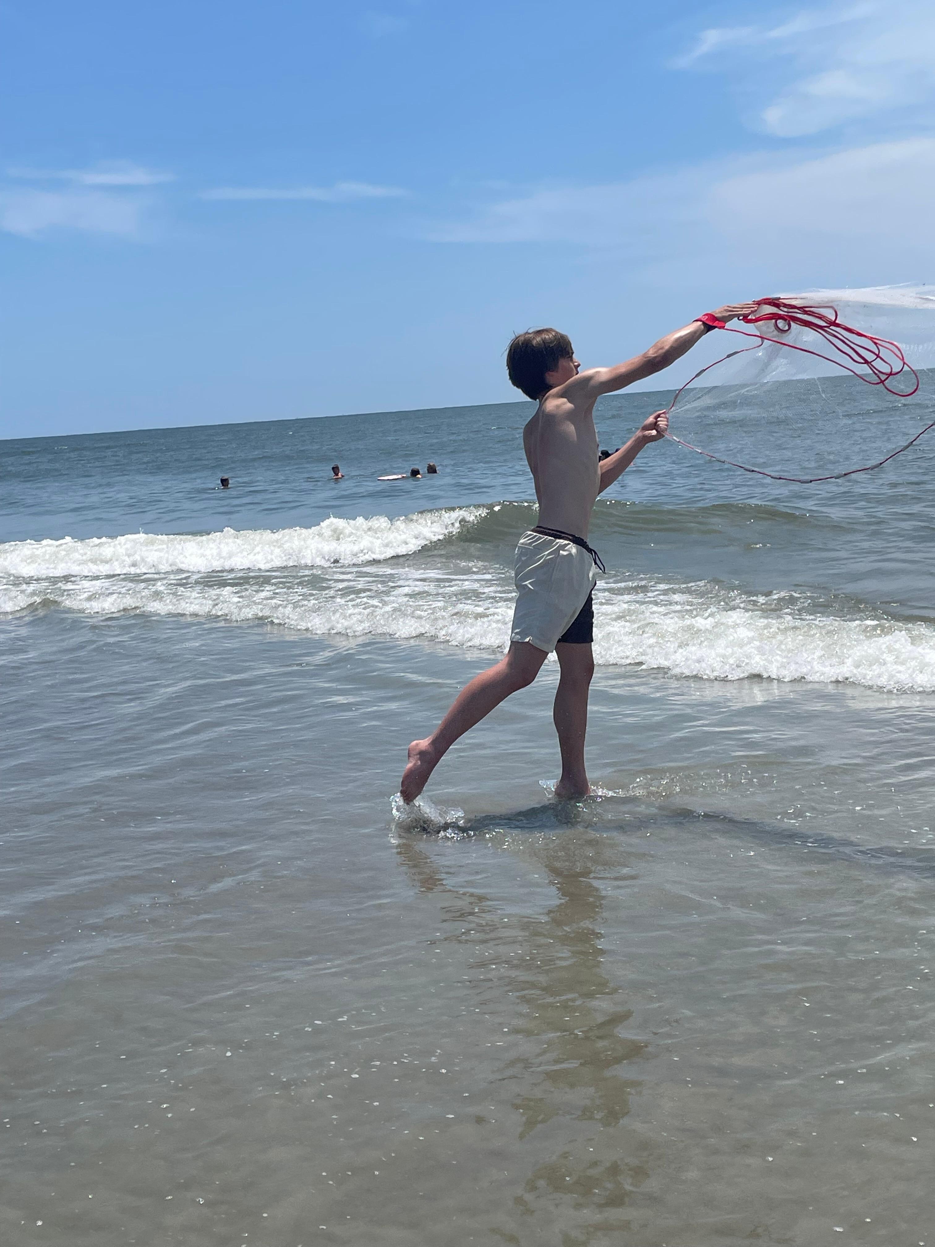 Net fishing at the beach.