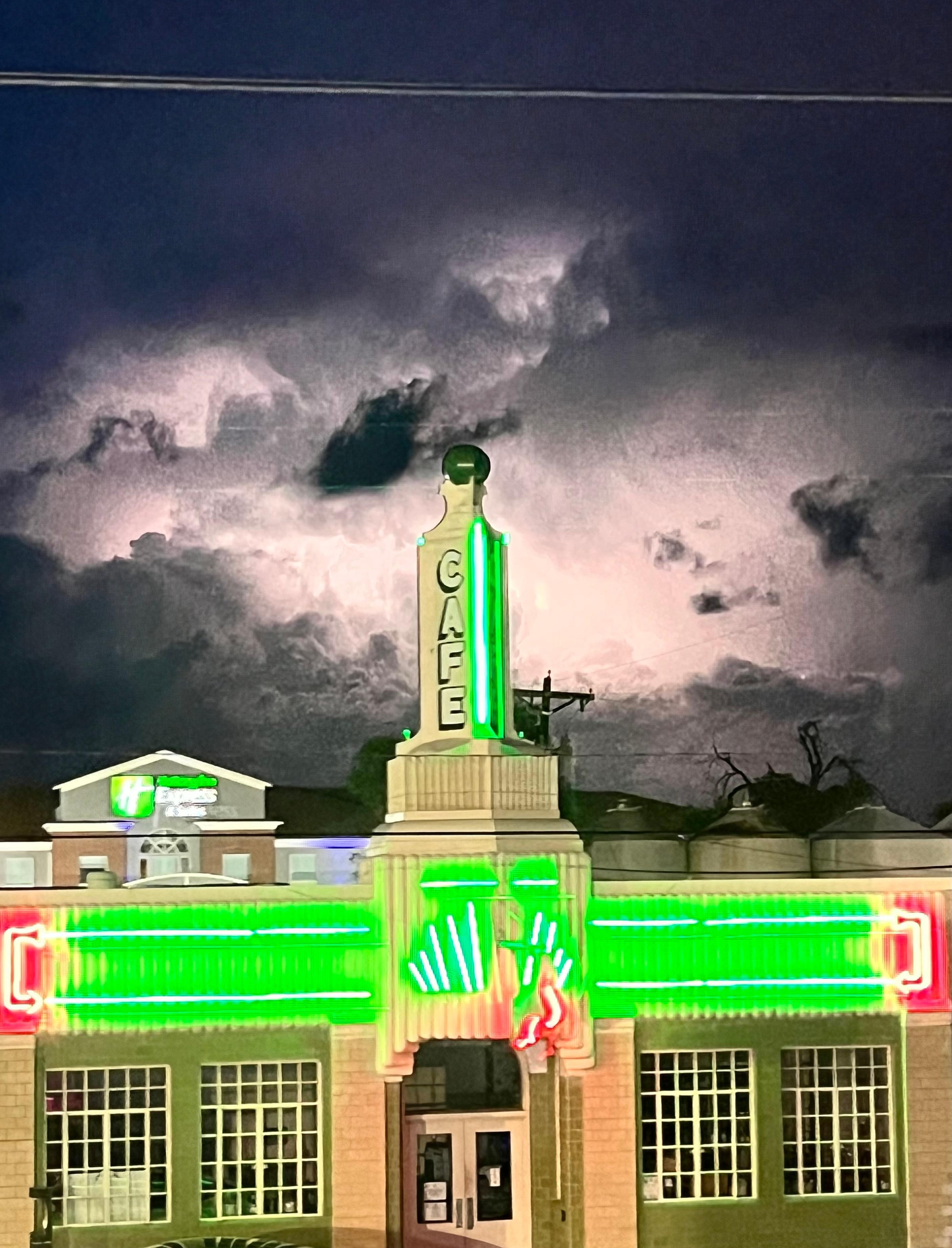 Conoco Station during an overnight lightening storm.