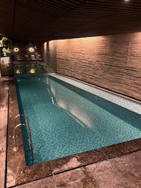 The indoor heated pool.