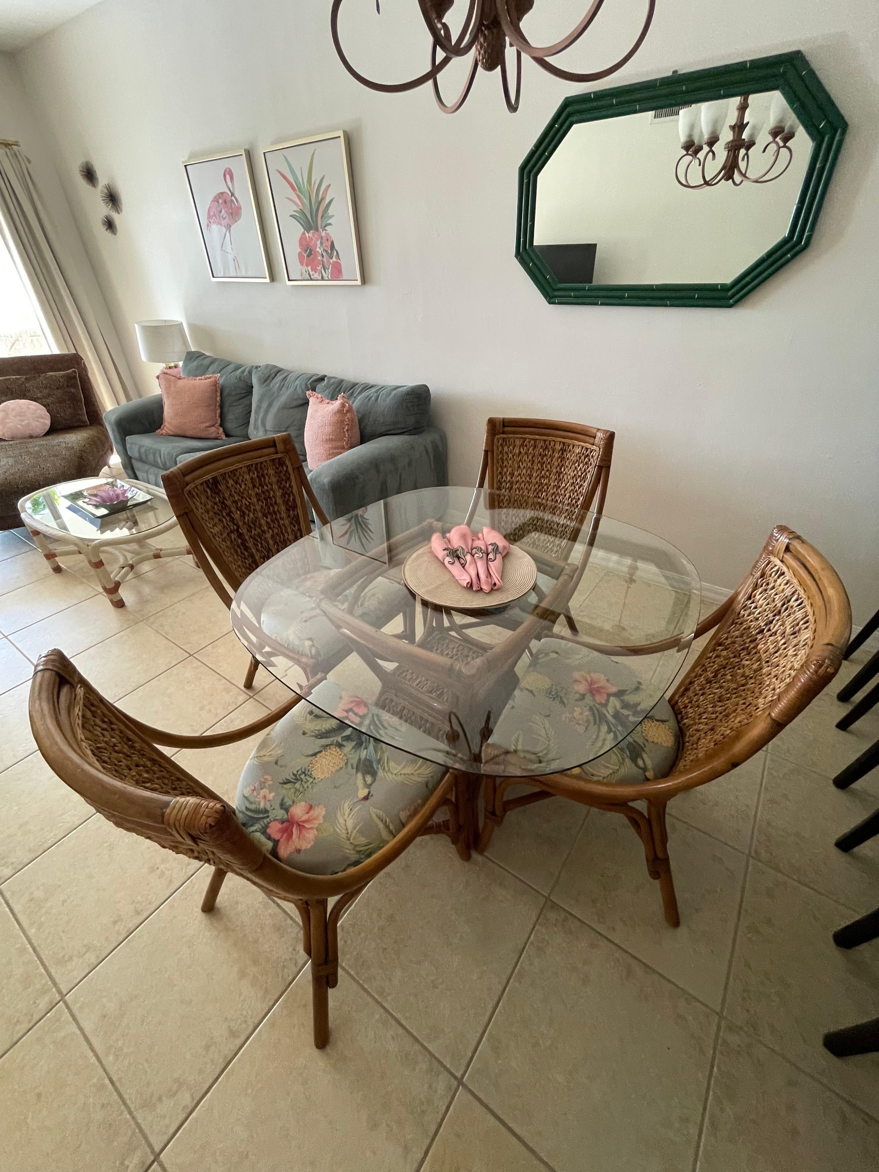 Dining room table where we had a lot of fun playing games!