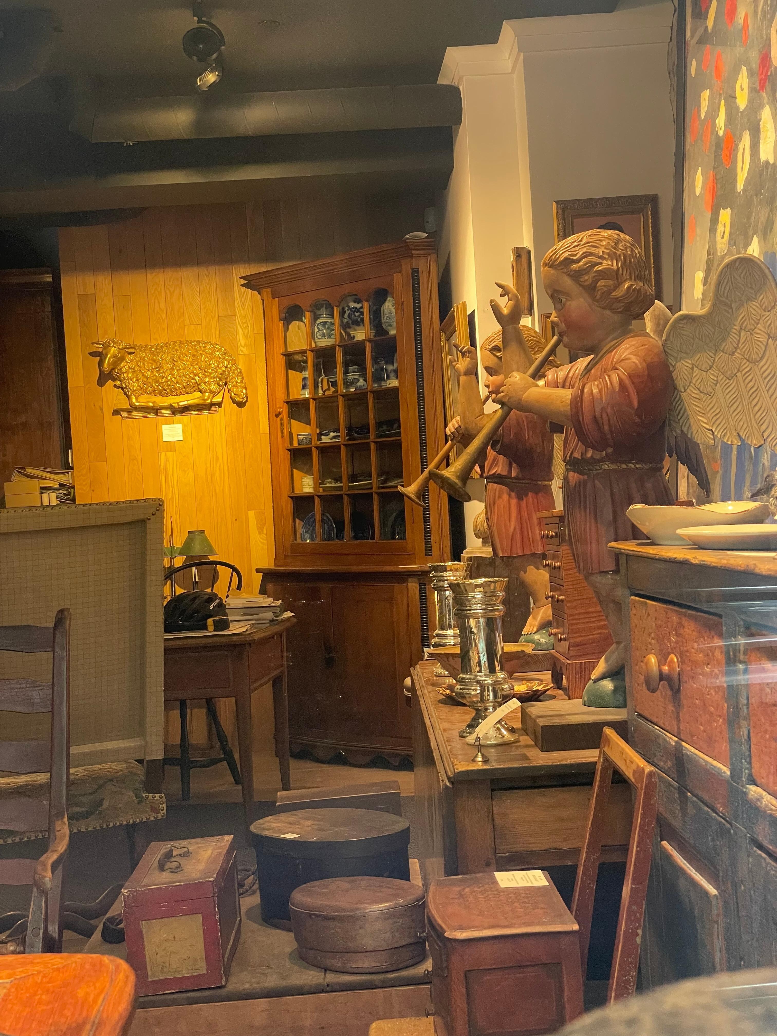 Through a nearby shop window 