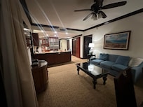 the kitchen and living area