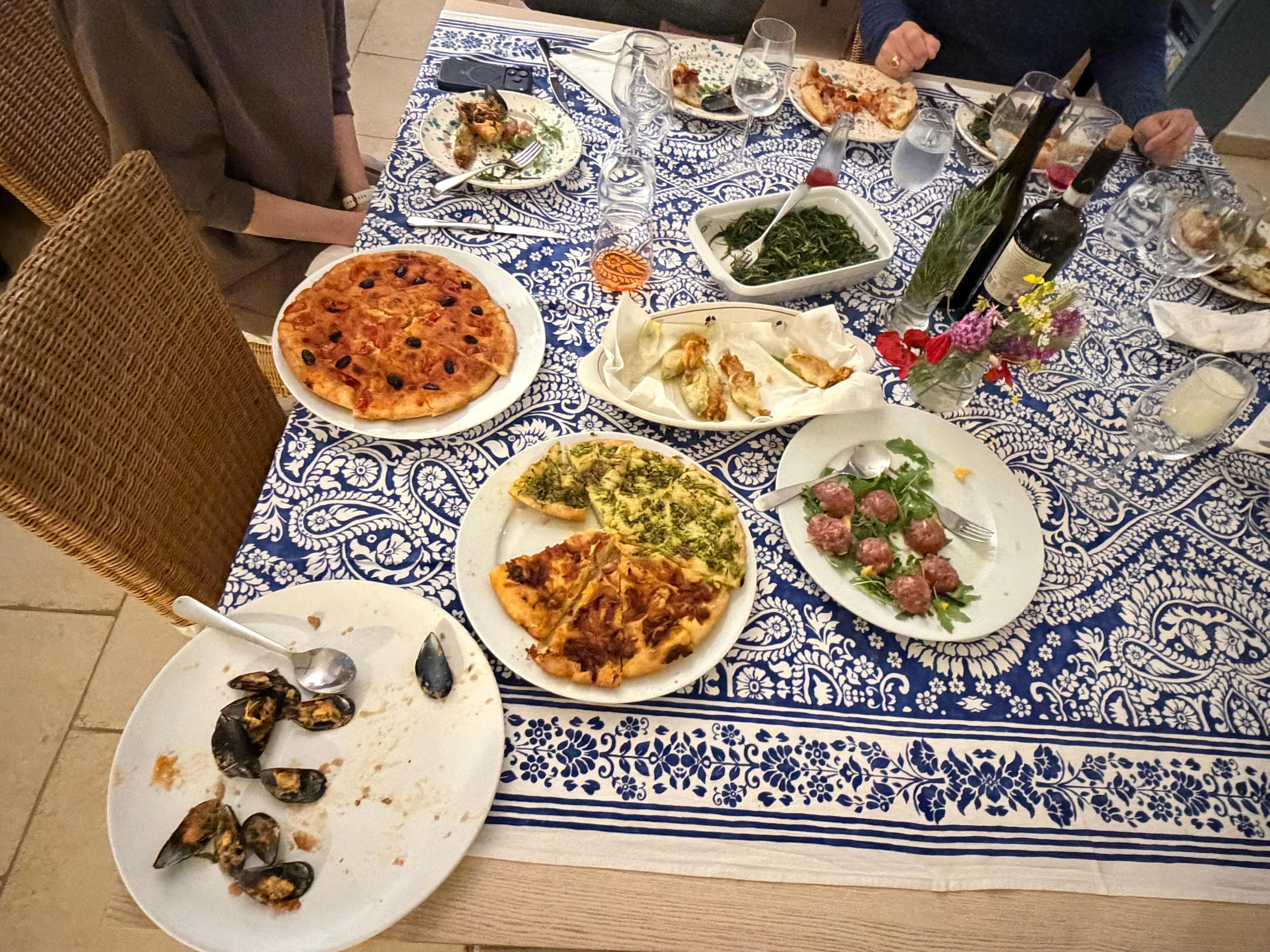 Wonderful dinner prepared by chef that comes to the house. 