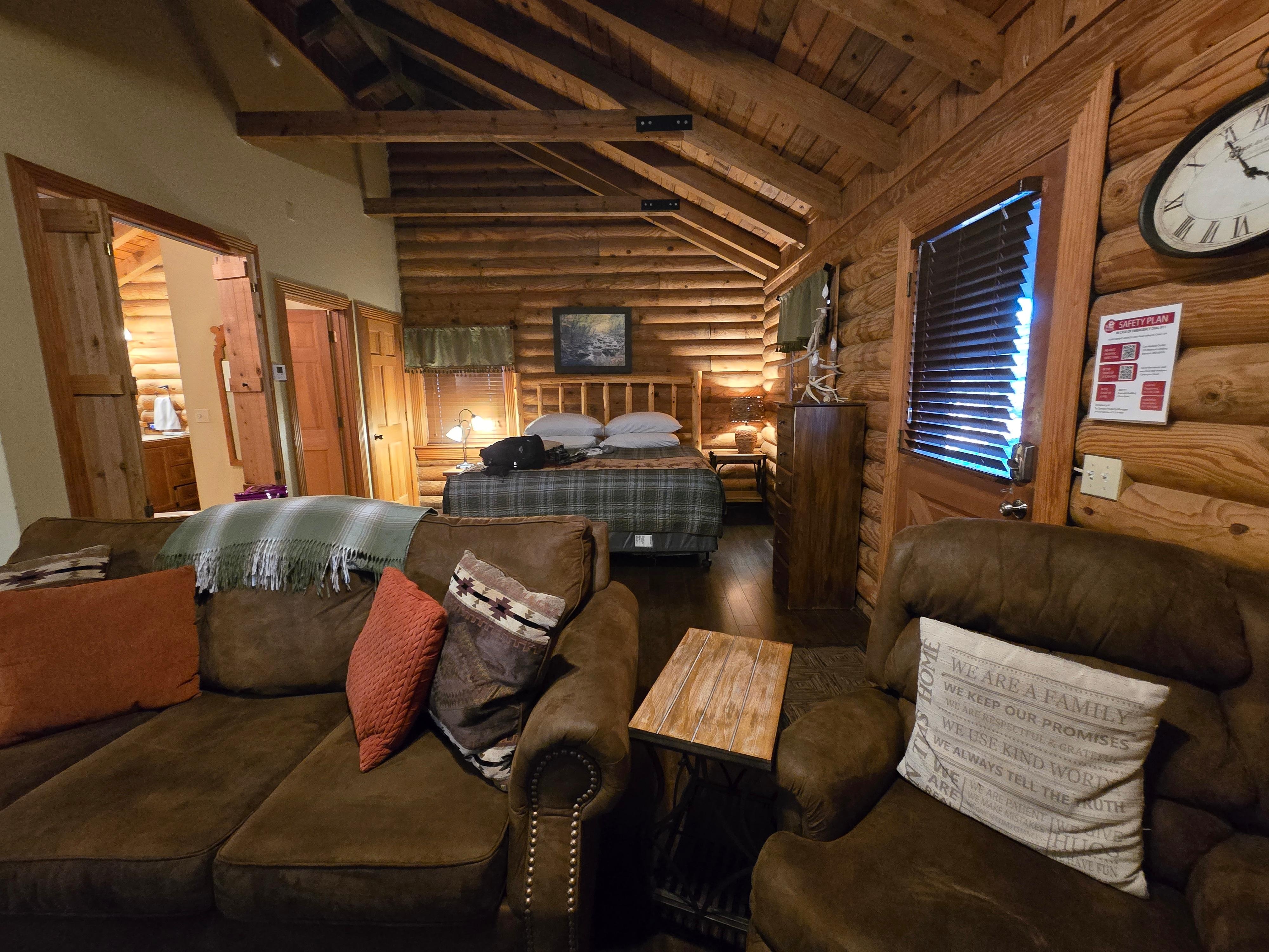 View of front door from fireplace